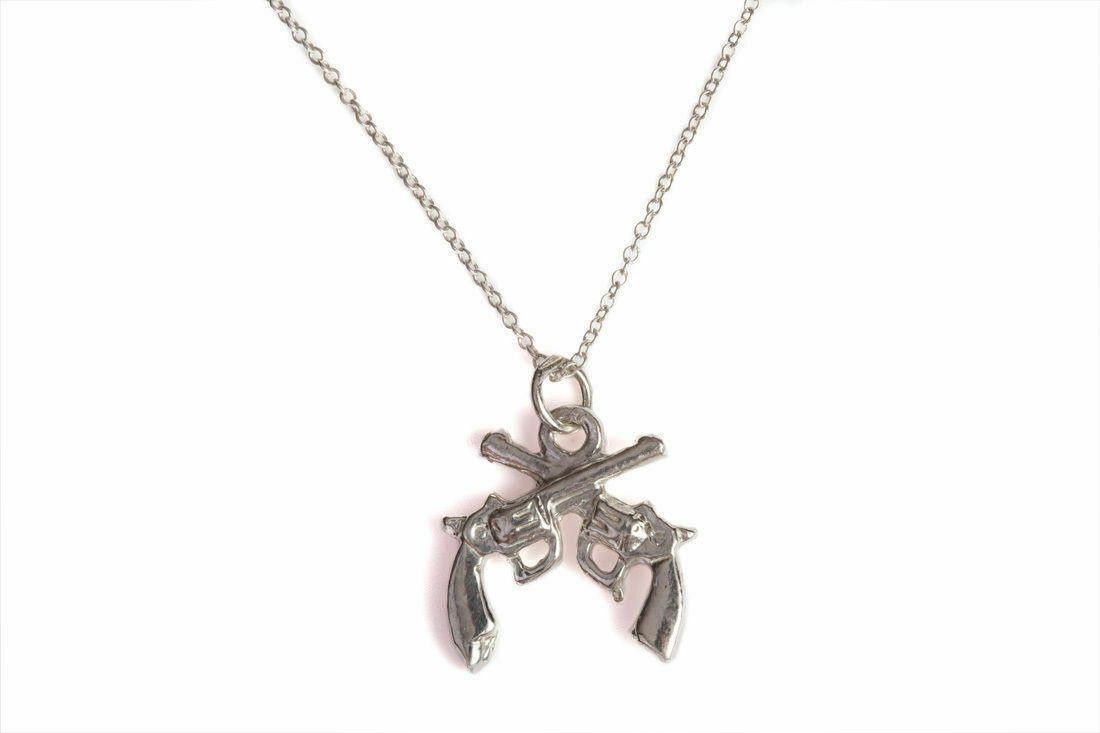 Designer Sterling Silver Double Gun Charm Necklace Alberto Juan Size ONE SIZE - 1 Thumbnail