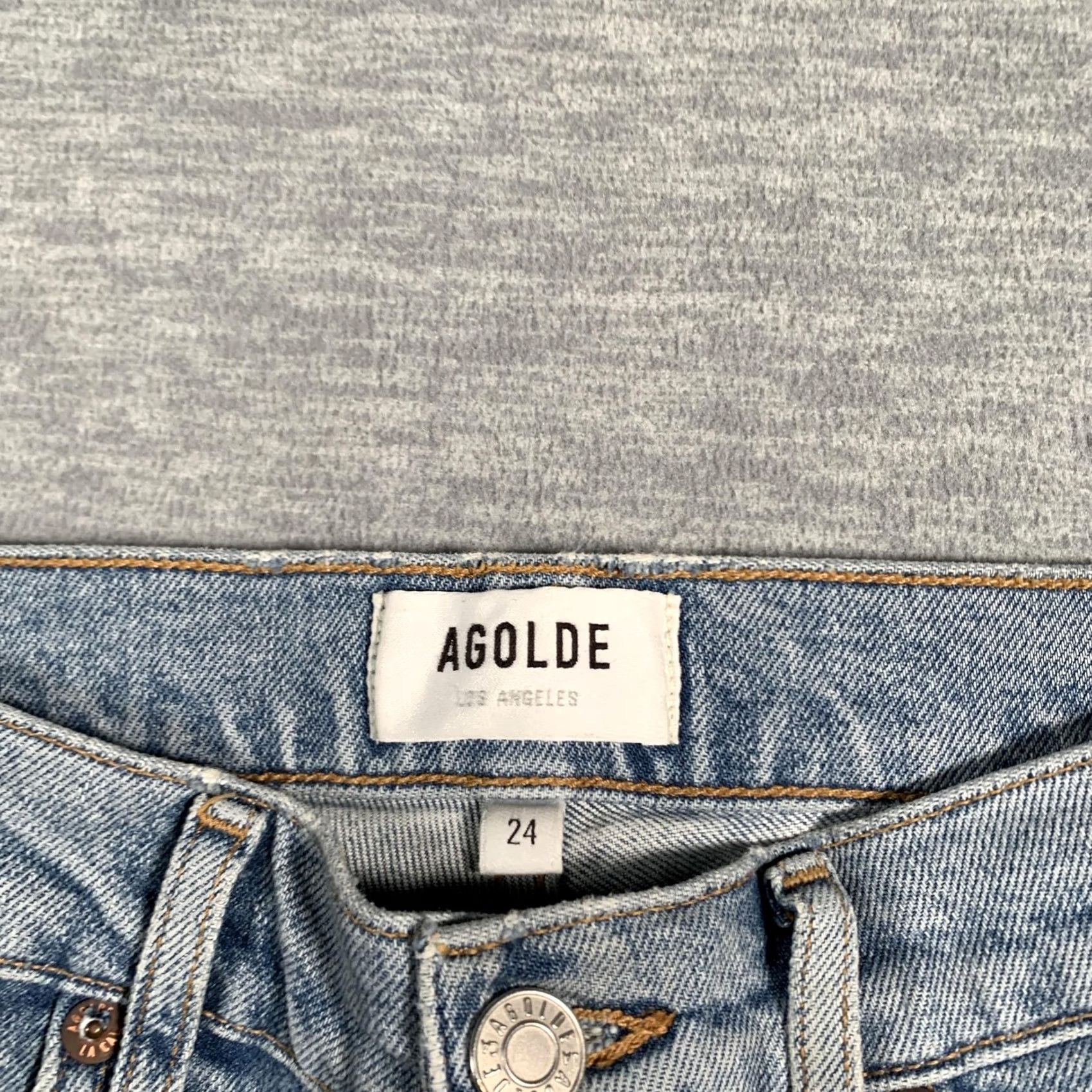 Agolde VINTAGE Agolde Nico Jeans Womens 24 Blue High Rise Stretch Denim Distressed Hem Organic Size 42" / US 20 - 7 Thumbnail
