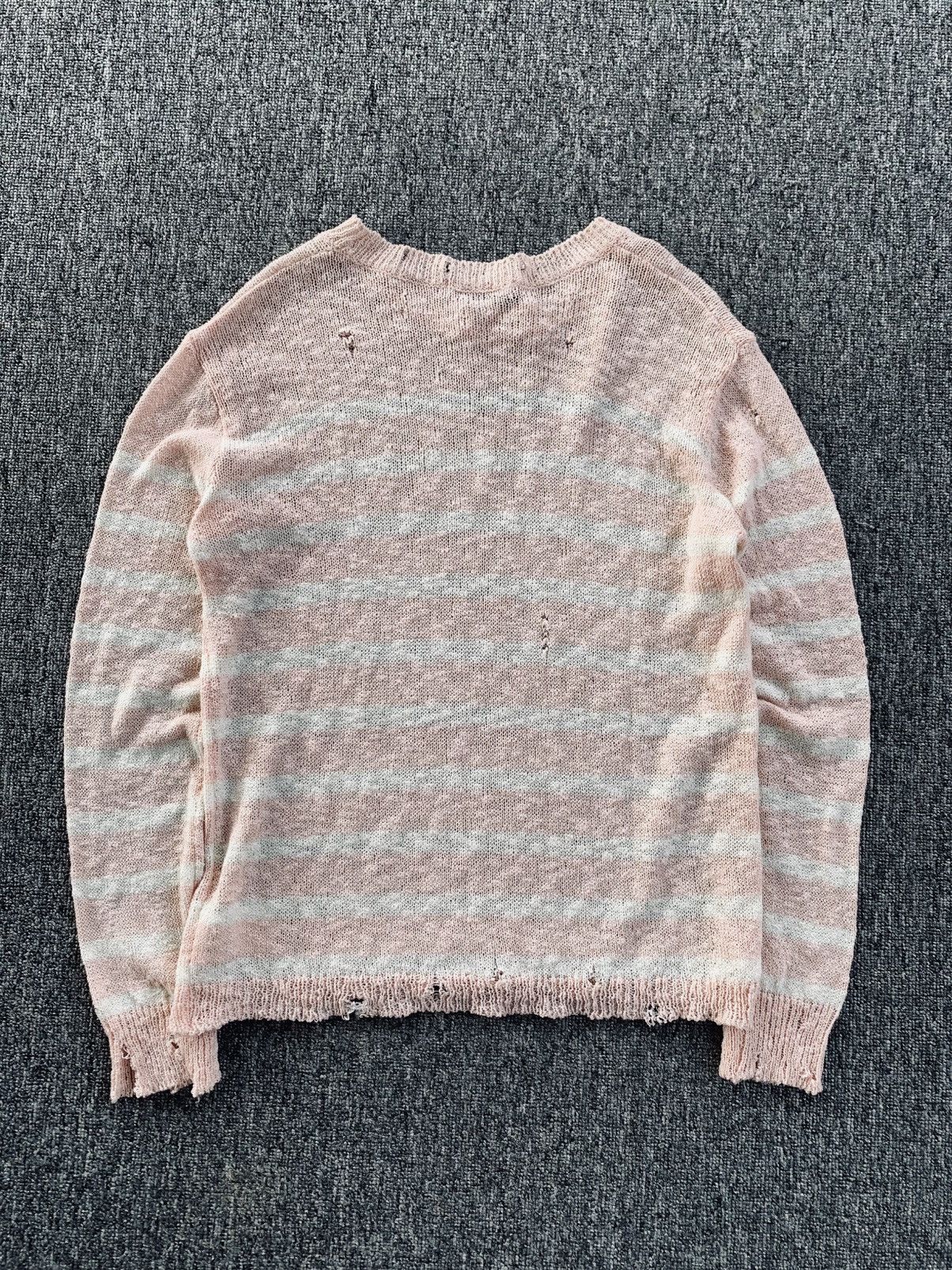 Japanese Brand Me Sense Punk Soft Pink Stripe Distressed Long Sleeve Size US S / EU 44-46 / 1 - 6 Thumbnail