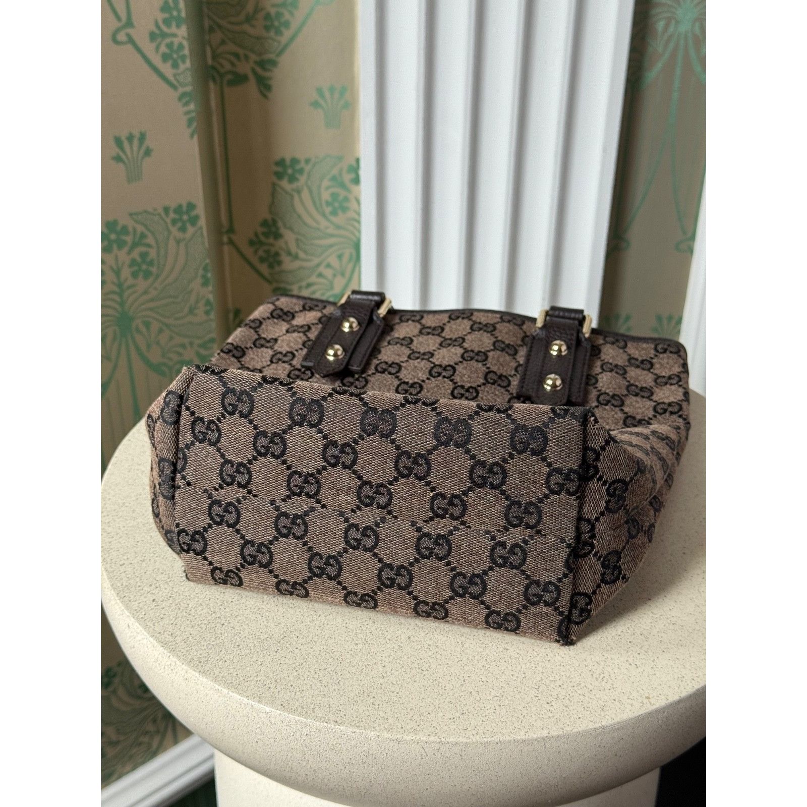 Gucci Gucci Monogram GG Jaquard Canvas Grey Brown Small Tote Hand Size ONE SIZE - 13 Thumbnail