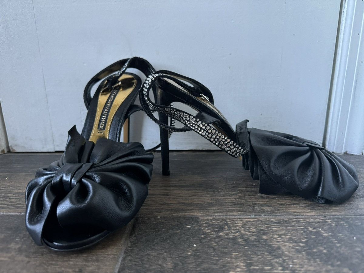 Alexandre Vauthier Bowie Black Leather Bow Crystal Sandals Pumps Size US 8 / IT 38 - 3 Thumbnail