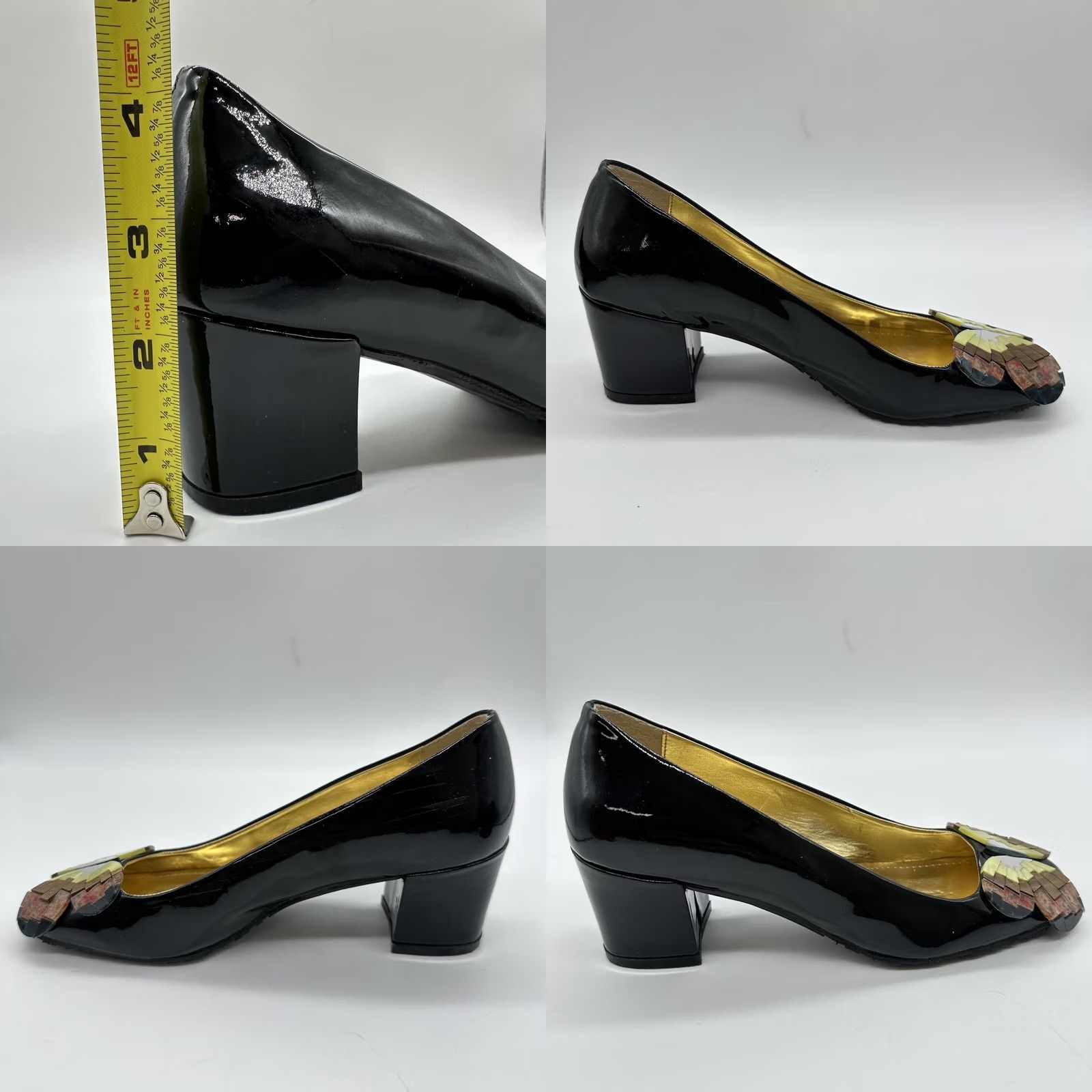 Logo 7 Manufact Womens Butterfly Art Logo Heels Black Patent Sz 35 US 5 Size US 5 / IT 35 - 8 Thumbnail