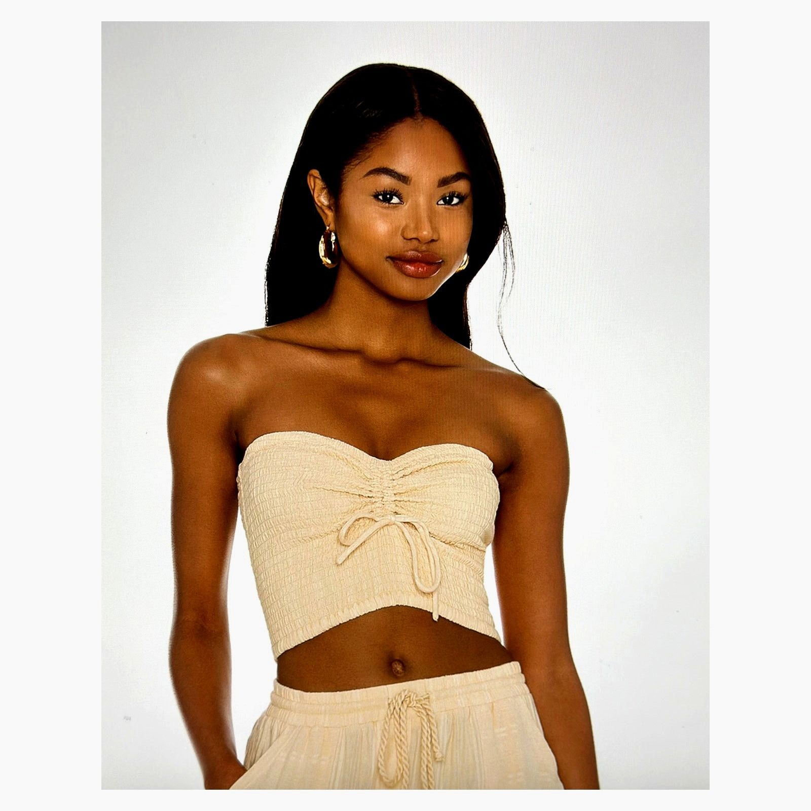 Other Cropped Tube Top Smocked Stretch Bow L*Space Top Melon S Size S / US 4 / IT 40 - 2 Thumbnail