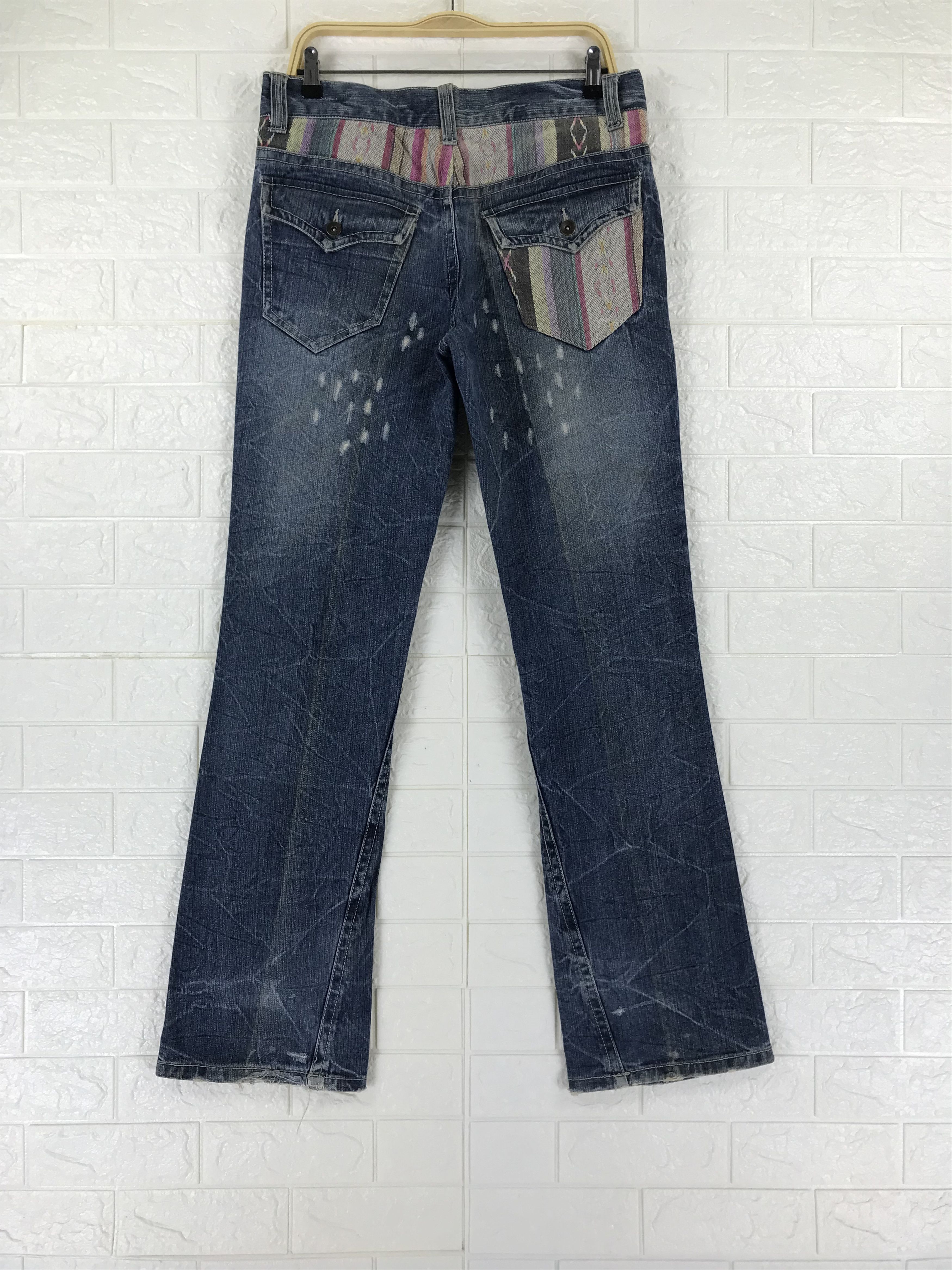 Japanese Brand Jungle Storm Distressed Design Flare Jeans Size US 33 - 1 Thumbnail