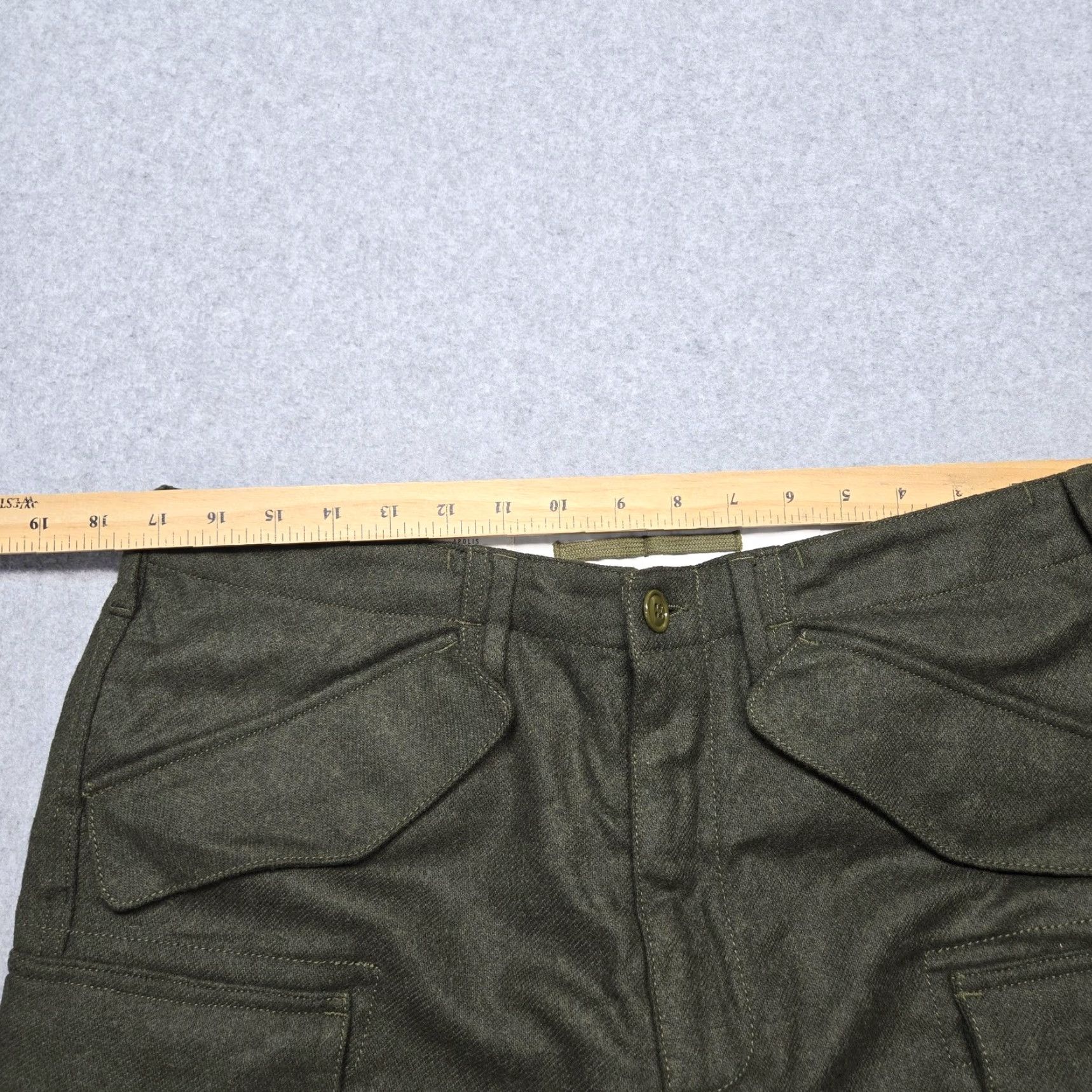 Apolis Apolis Mens Cargo Pants 34x32 Green Tweed Global Citizen Flat Front Zip Fly Pockets Adjustable Waist Wool Polyester Spandex Workwear Casual Mens Size US 34 / EU 50 - 6 Thumbnail