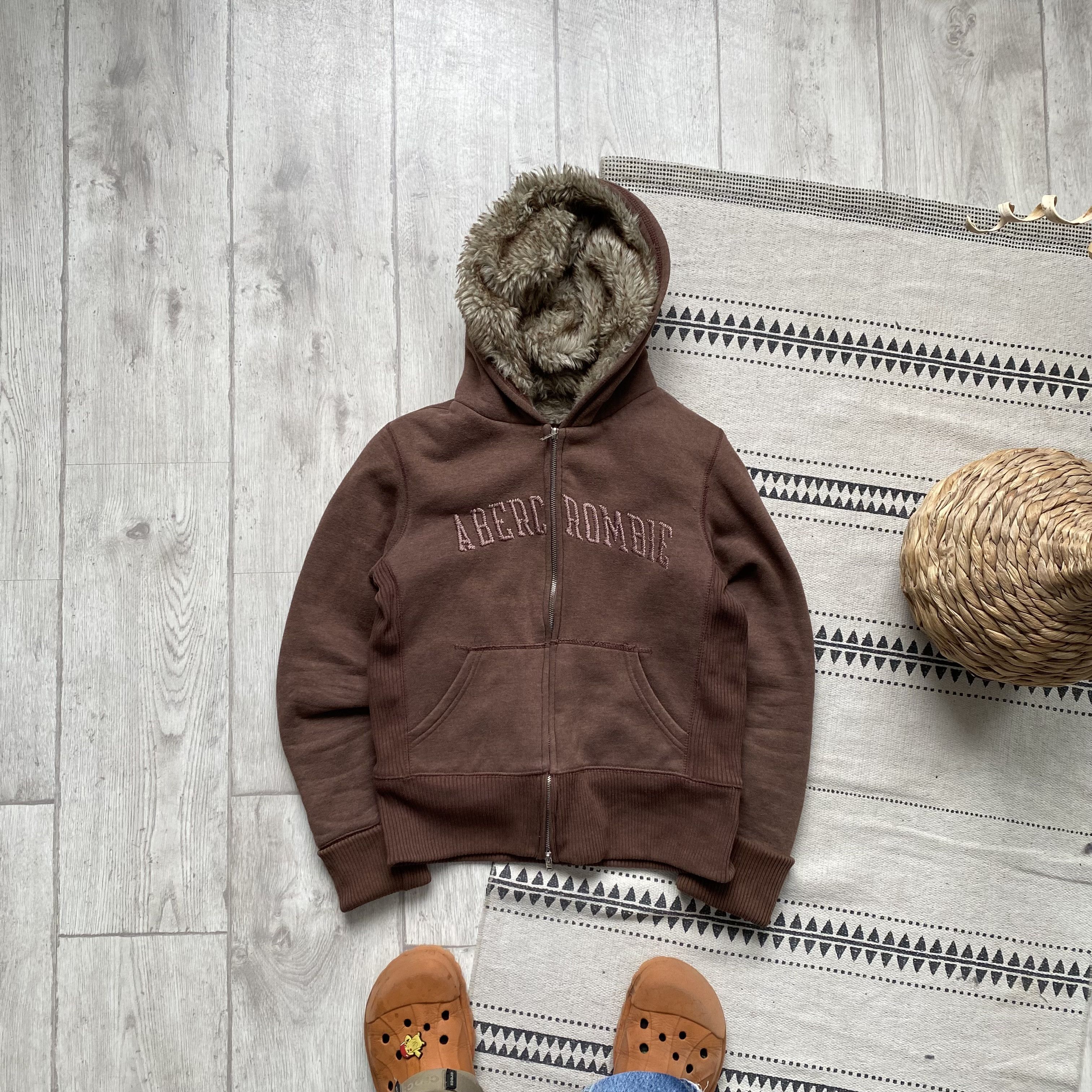 Abercrombie & Fitch Vintage 90s Abercrombie Fitch faux fur hoodie Brown Y2K Size M / US 6-8 / IT 42-44 - 3 Thumbnail