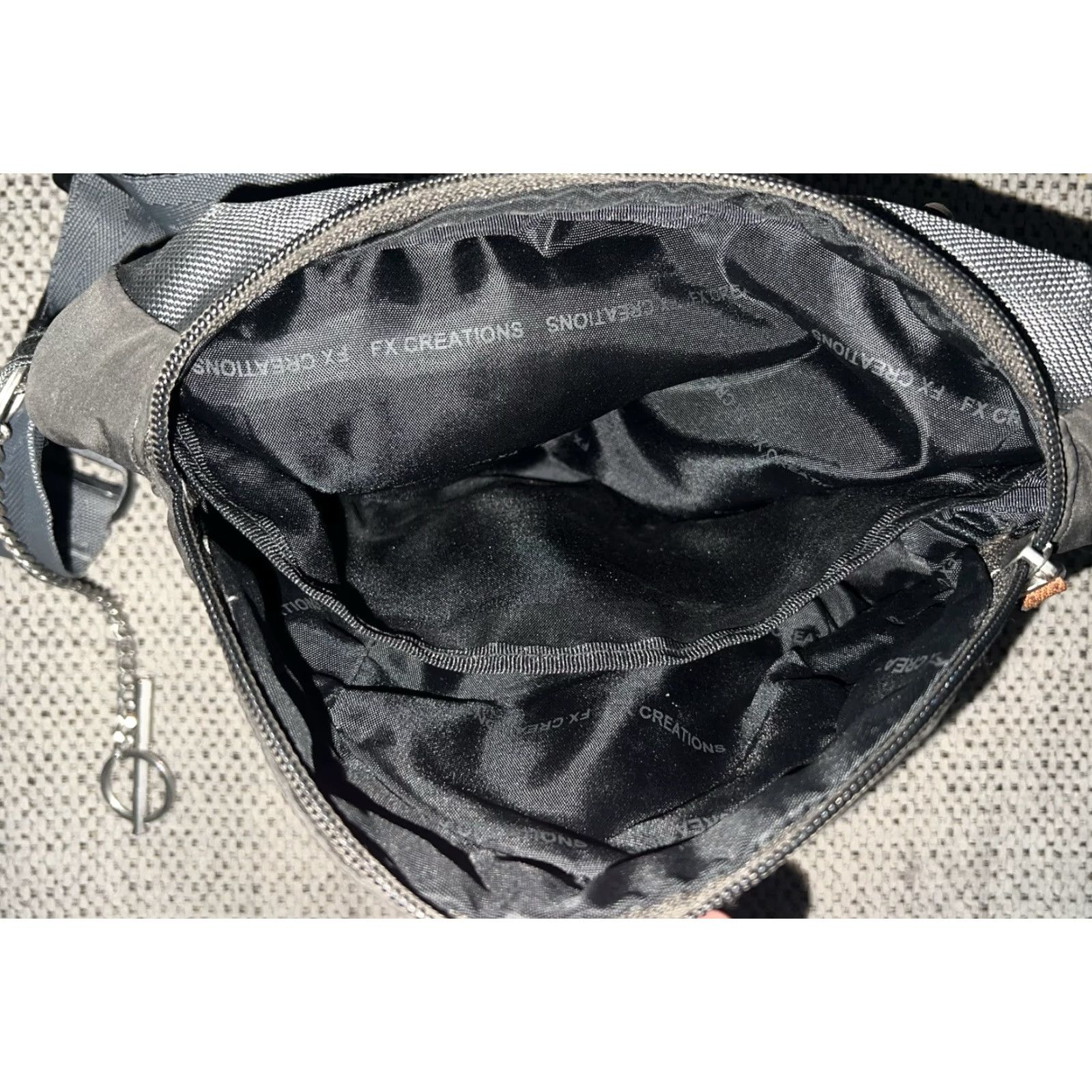 Vintage FX Originals Waist Pack Crossbody Fanny Bag Belt Bag Women Gray Nylon 10” wide 6.5” tall Size ONE SIZE - 6 Thumbnail