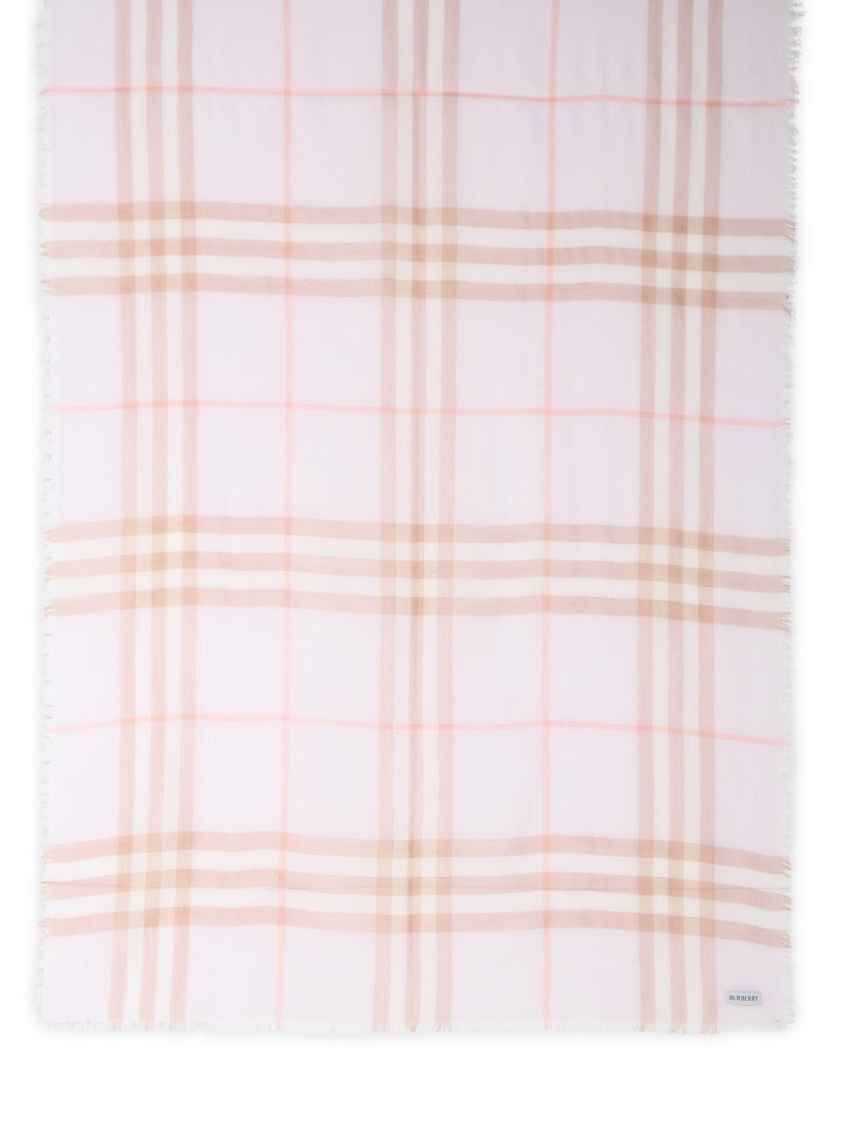 Burberry BURBERRY Wide Scarf In Quartz Pink 'Check' Wool Size ONE SIZE - 1 Thumbnail