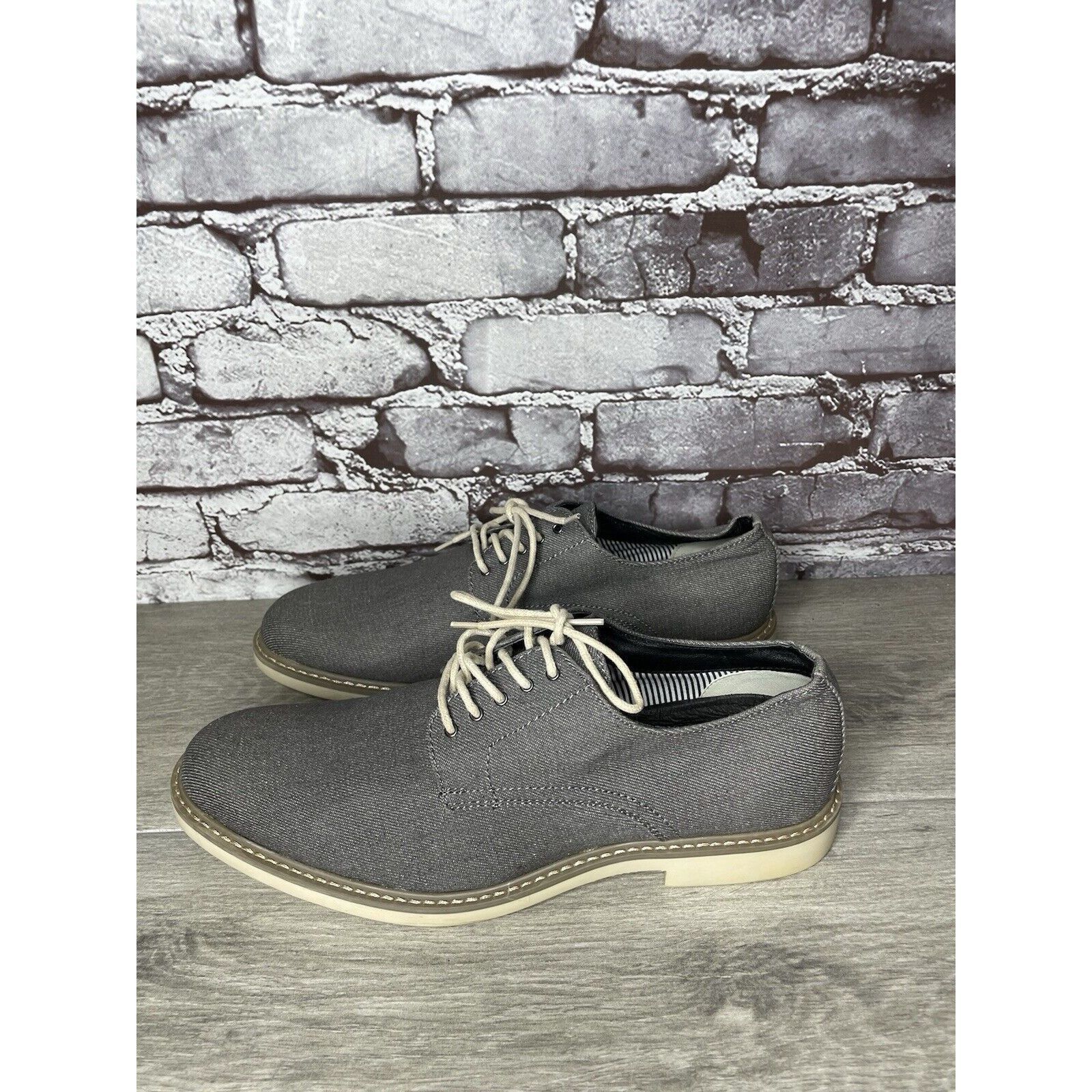 Public Opinion Public Opinion Gray Derby Oxfords Textured Fabric Casual Lac Size US 9.5 / EU 42-43 - 9 Thumbnail