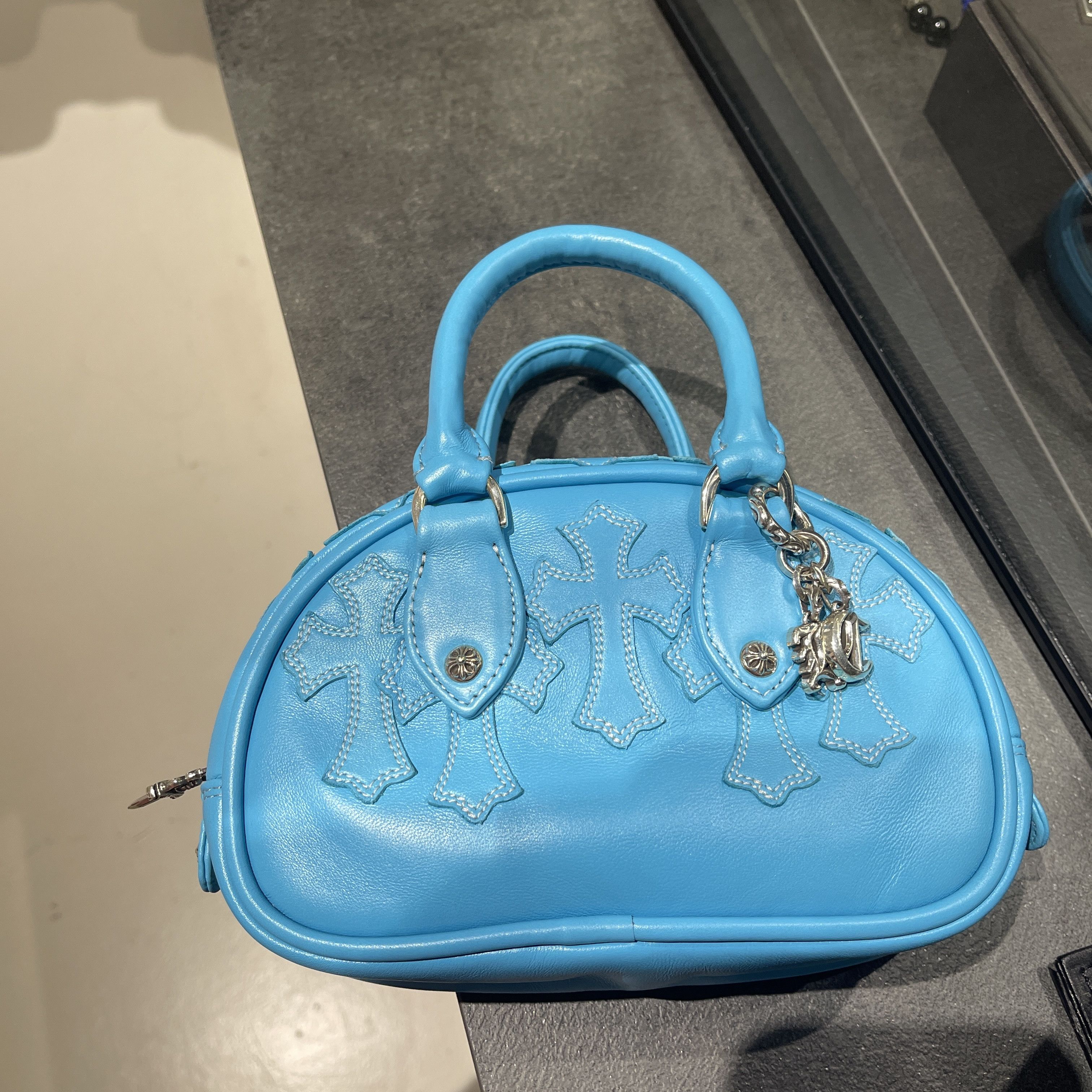 Chrome Hearts Chrome Hearts Leather Cross Patch Blue Mini Gym Bag Size ONE SIZE - 5 Thumbnail