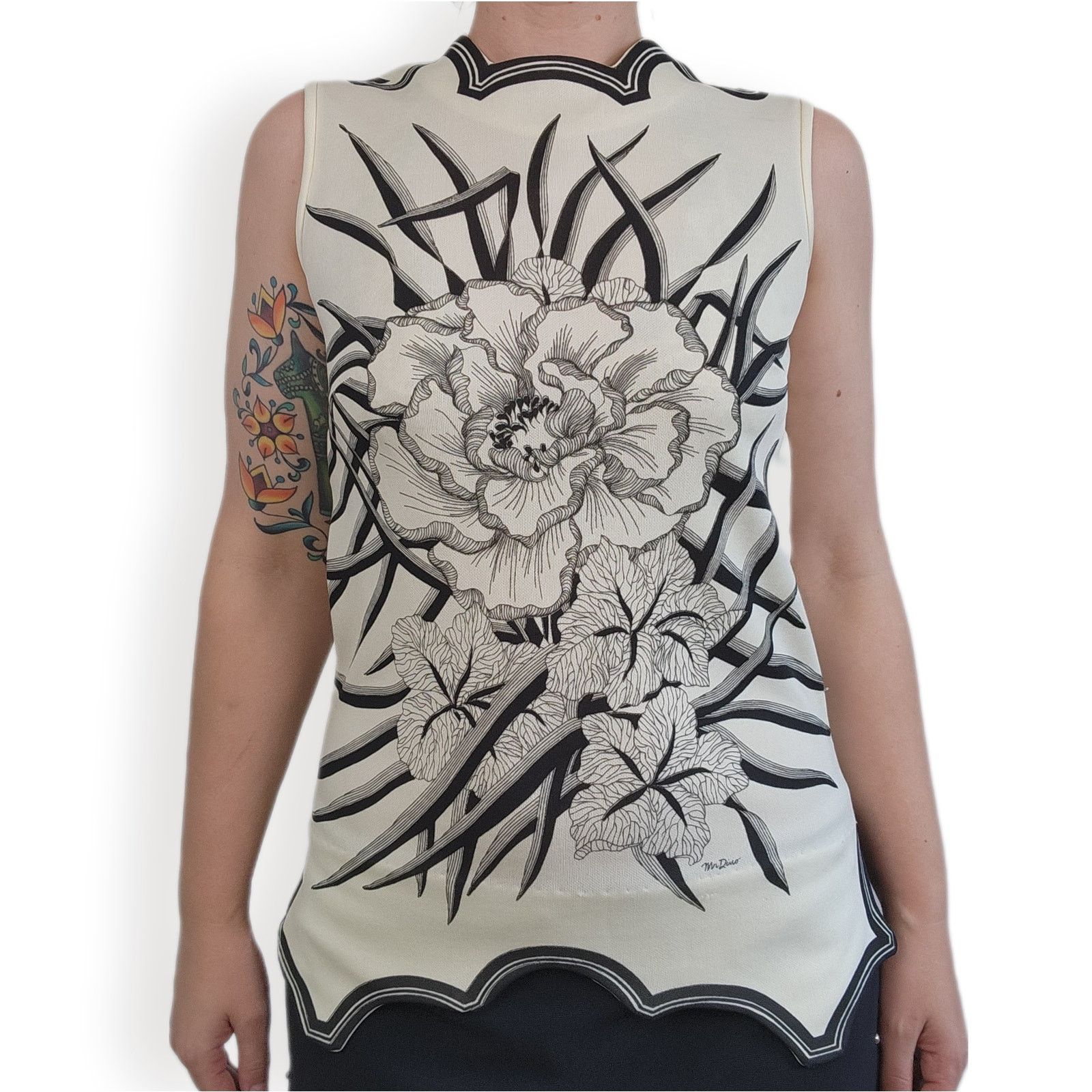 Vintage Mr Dino 60s Sleeveless Flower Print Tank Top Small-Medium Size M / US 6-8 / IT 42-44 - 2 Thumbnail