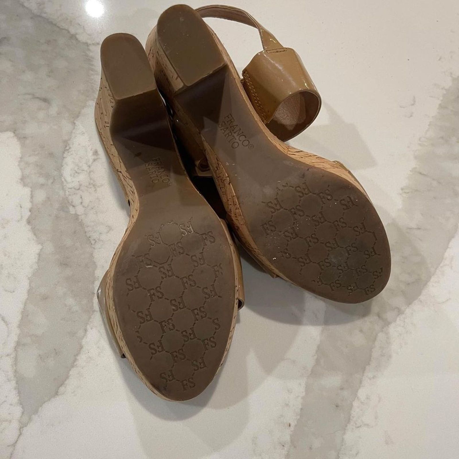 Franco Sarto Franco Sarto Nude Cork Block Heels Strappy Ankle Women's 6.5 Size US 6.5 / IT 36.5 - 7 Thumbnail