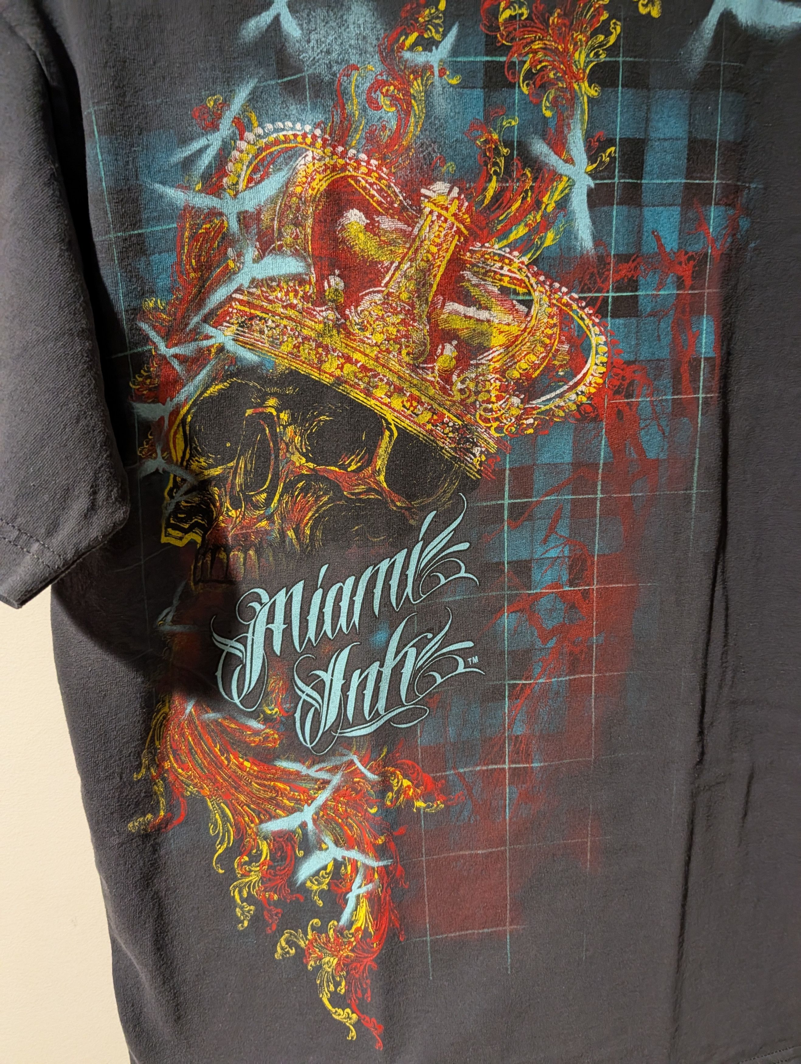 Ed Hardy Miami Ink Vintage 2008 Y2K Skeleton Crown T Shirt Tattoo Size US M / EU 48-50 / 2 - 2 Thumbnail
