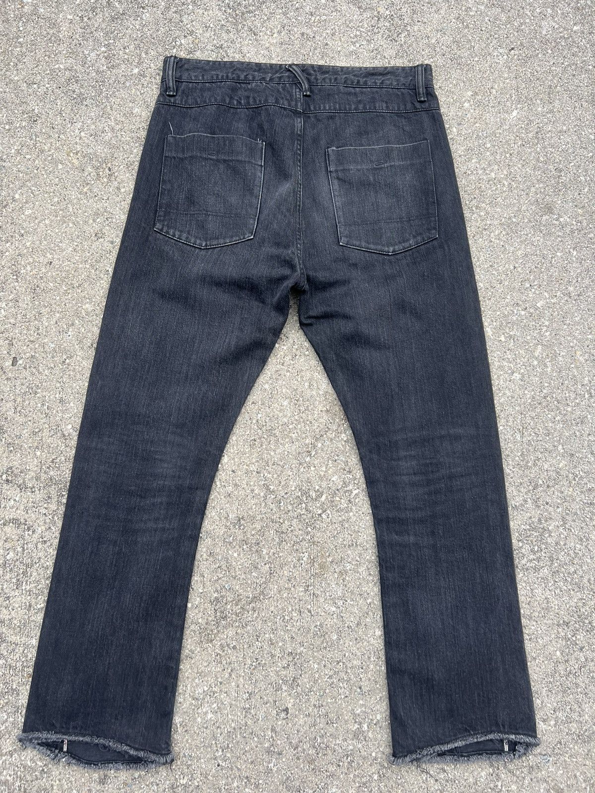 Bukht Bukht Japan Faded Black Selvedge Denim Cropped Flare Jeans Size US 30 / EU 46 - 2 Thumbnail