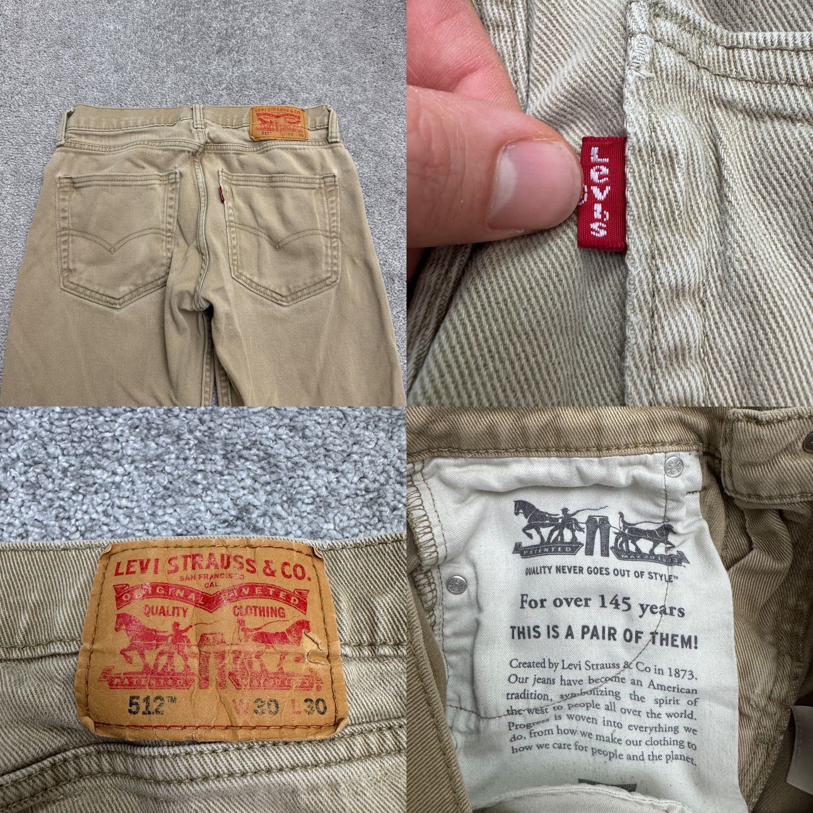 Levi's Levi's 512 Slim Fit Taper Denim Jeans Womens 30x30 Khaki Brown Stretch Casual Size 30" / US 8 / IT 44 - 8 Thumbnail