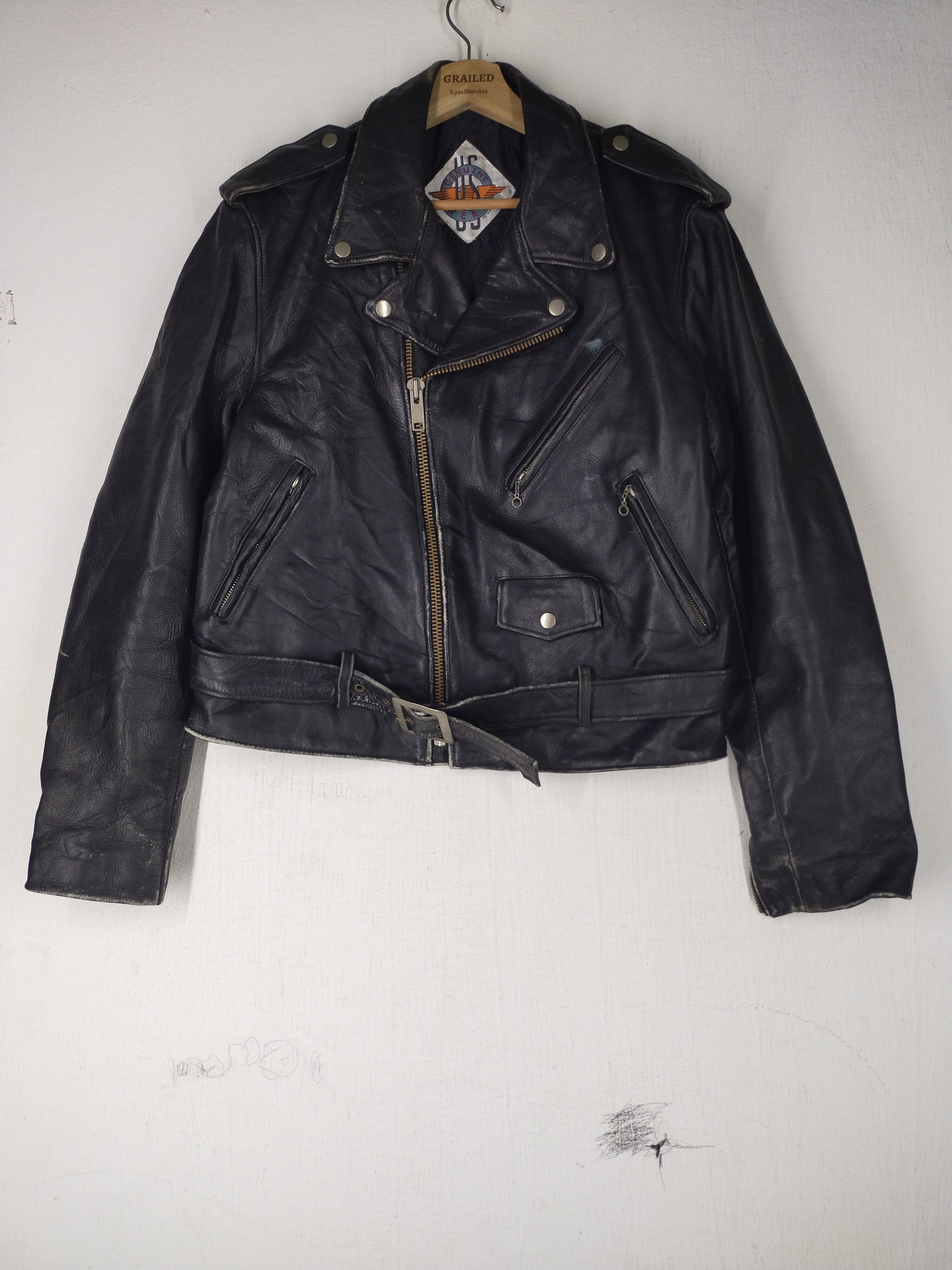 Genuine Leather Vintage Genuine Wear Double Leather Motorcycle Jacket Rare Size US M / EU 48-50 / 2 - 3 Thumbnail