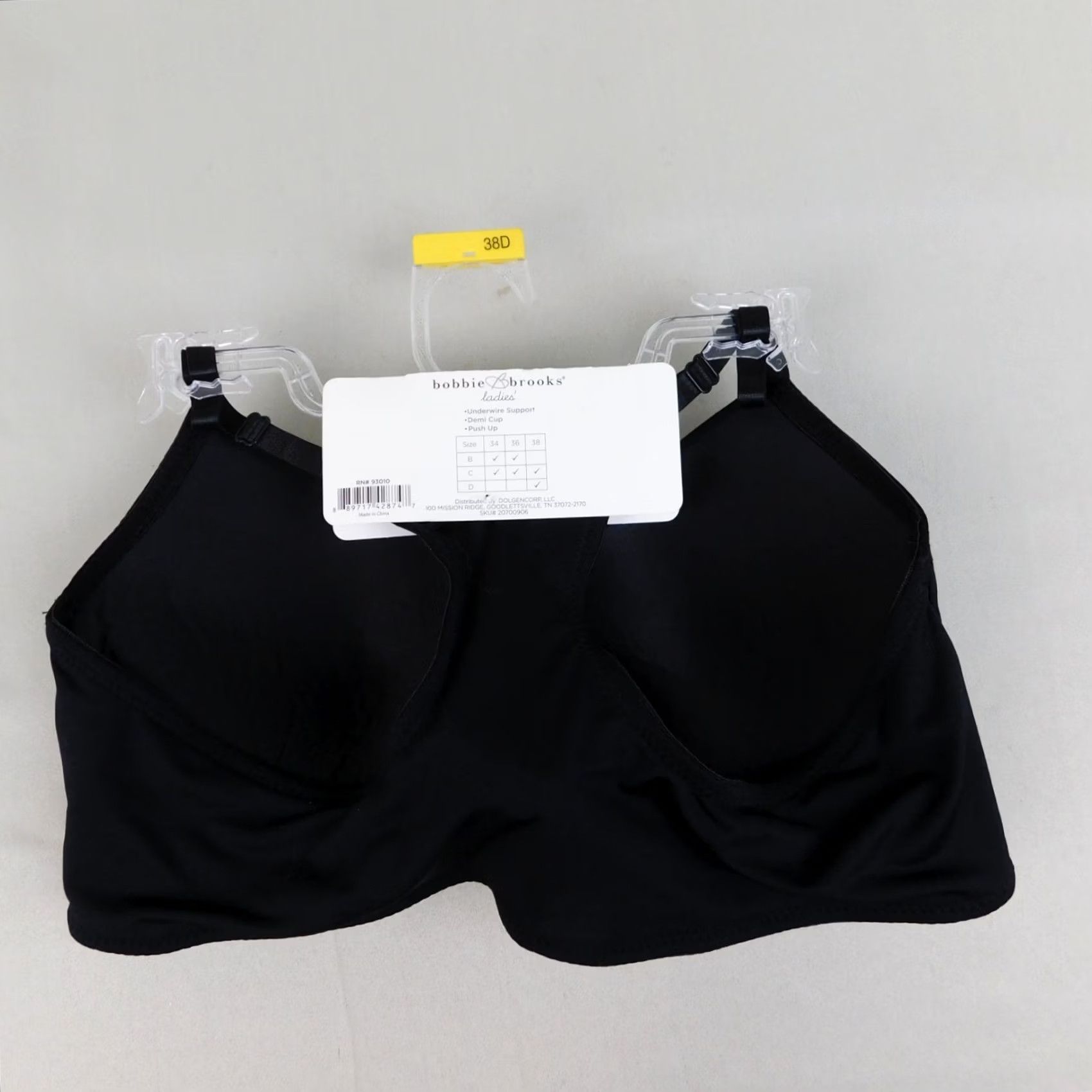 Vintage Bobbie Brooks Bra 38D Black Underwire Demi Push Up Racerback Strap Adjustable Front-Close Padded Size ONE SIZE - 4 Thumbnail