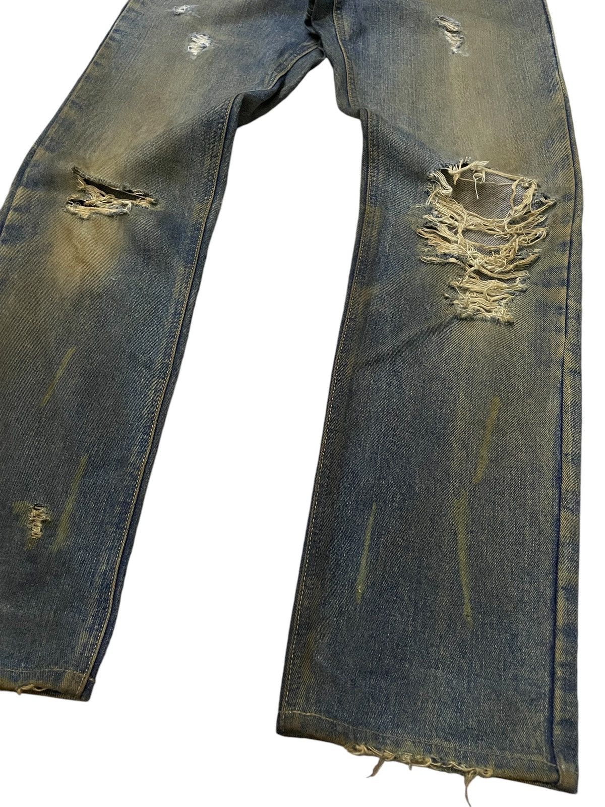 Edwin × GOSTAR DE FUGA × Hysteric Glamour Vintage Edwin 403 Mud Wash Distressed Straight Jeans Size US 29 - 6 Thumbnail