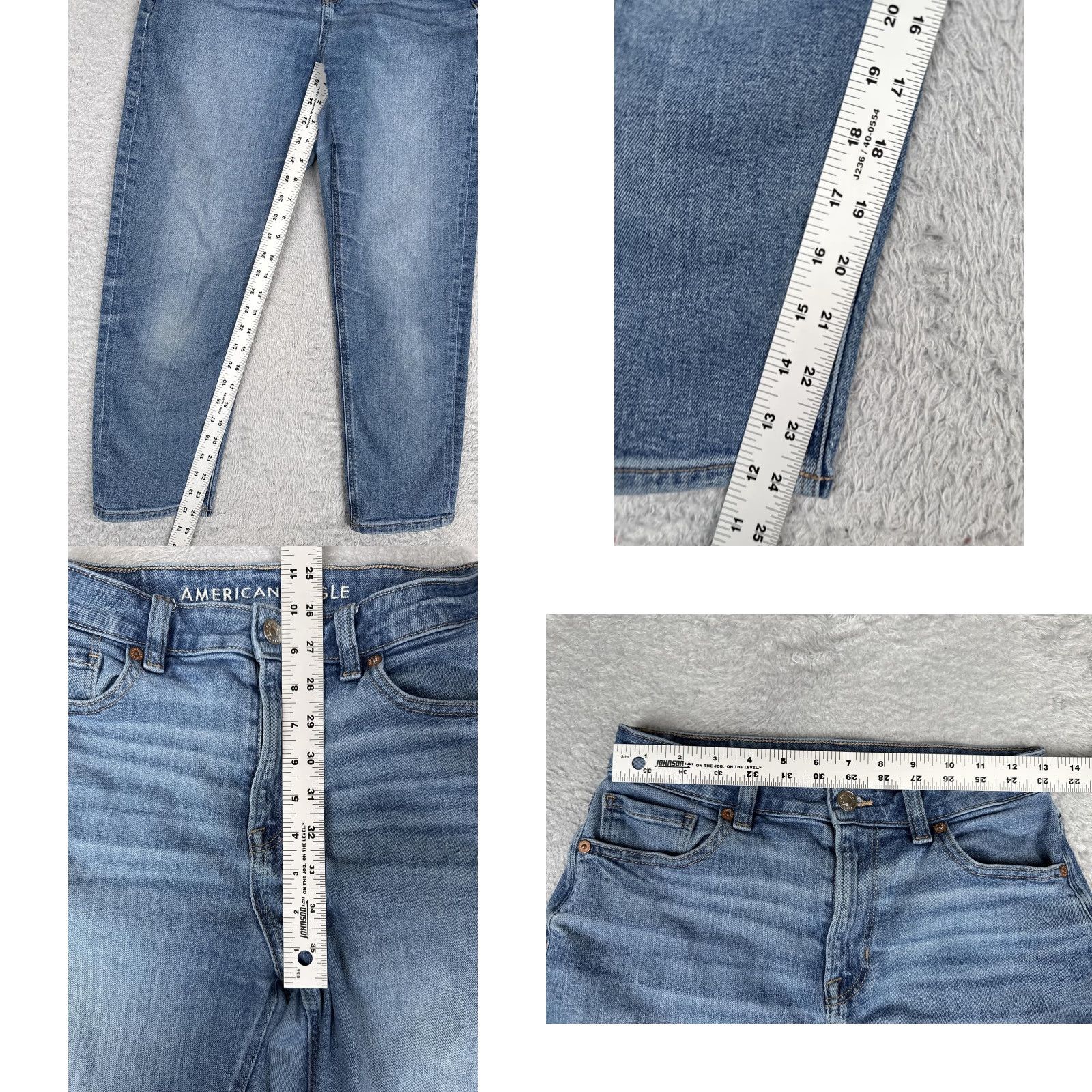 American Eagle Outfitters American Eagle Outfitters Women's Jeans Skinny 4 Short Blue Wash High Rise 26x25 Cropped Mid Rise Denim Stretch 5-Pocket Button Zipper Size 27" / US 4 / IT 40 - 8 Thumbnail