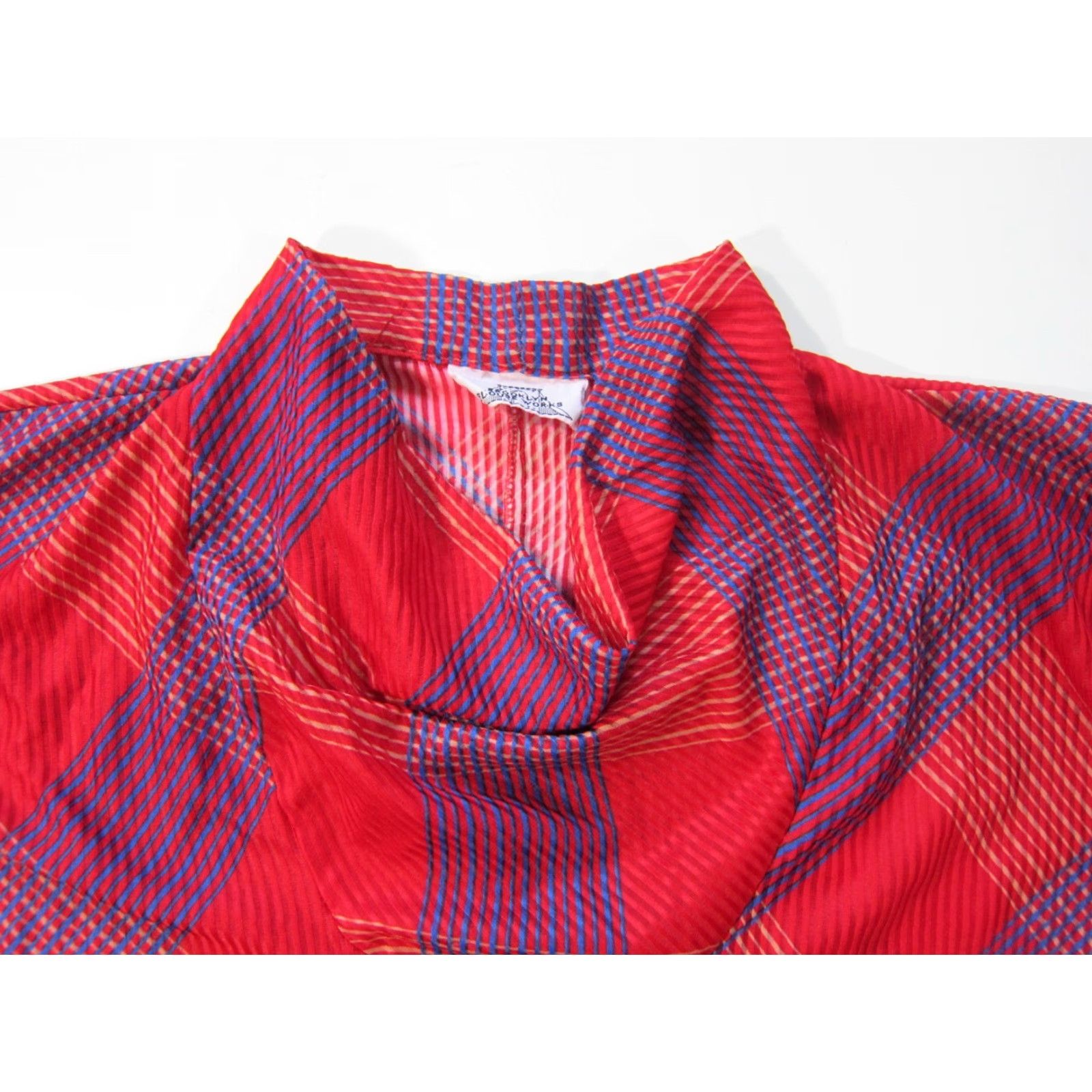Vintage Vintage Brooklyn Blouse Works Red Blue Plaid High Slouch Neck Shirt Top Medium Womens Blouse Size M / US 6-8 / IT 42-44 - 4 Thumbnail