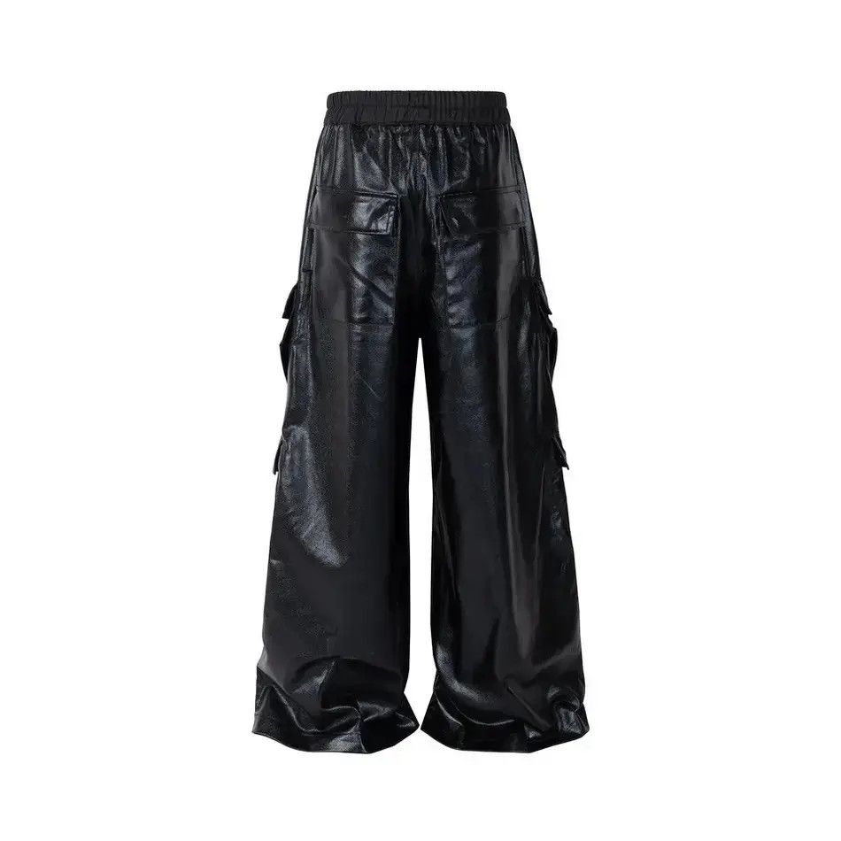 Japanese Brand RO Style Glossy Black Pu Leather Pants Hombre Baggy Size US 32 / EU 48 - 6 Thumbnail