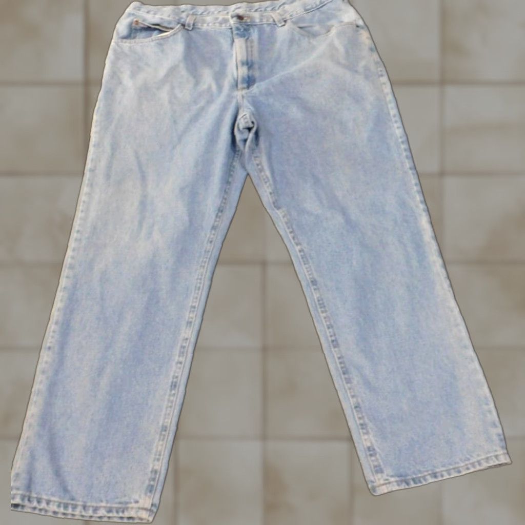 Lee Lee Jeans Men 42x30 Straight Blue Light Wash Vintage Denim Classic Work Pants Mens Regular Straight Jeans Zipper Pockets American 90s Style Size US 42 / EU 58 - 1 Thumbnail