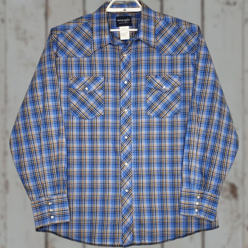 Wrangler VINTAGE Wrangler Western Pearl Snap Mens Shirt XXL Blue Plaid Long Sleeve Collared Size US XXL / EU 58 / 5 - 1 Thumbnail