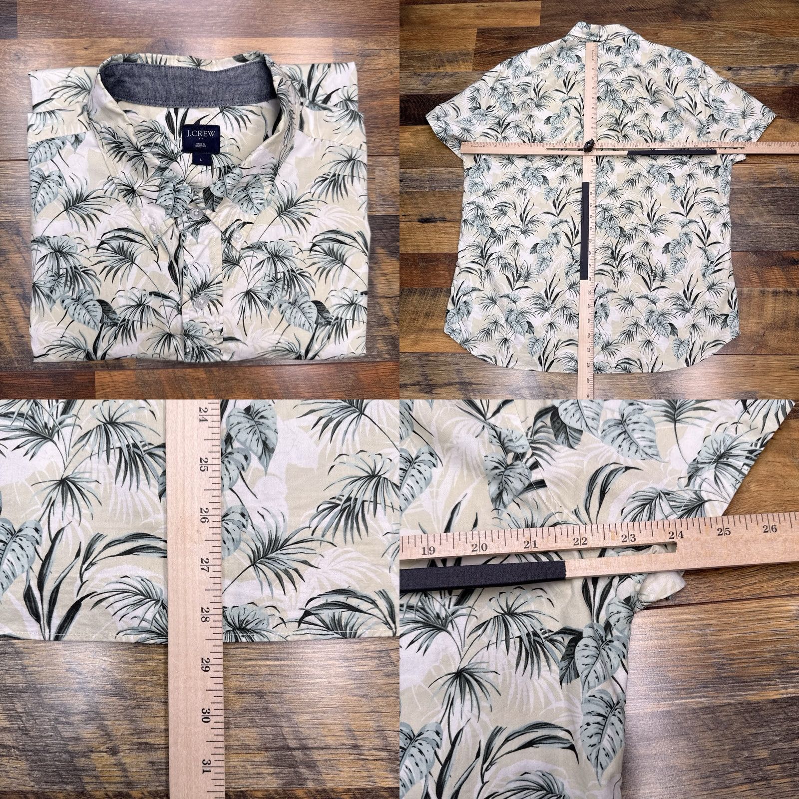 J.Crew J Crew Hawaiian Shirt Mens Large Tan Yellow Button Up Size US L / EU 52-54 / 3 - 8 Thumbnail