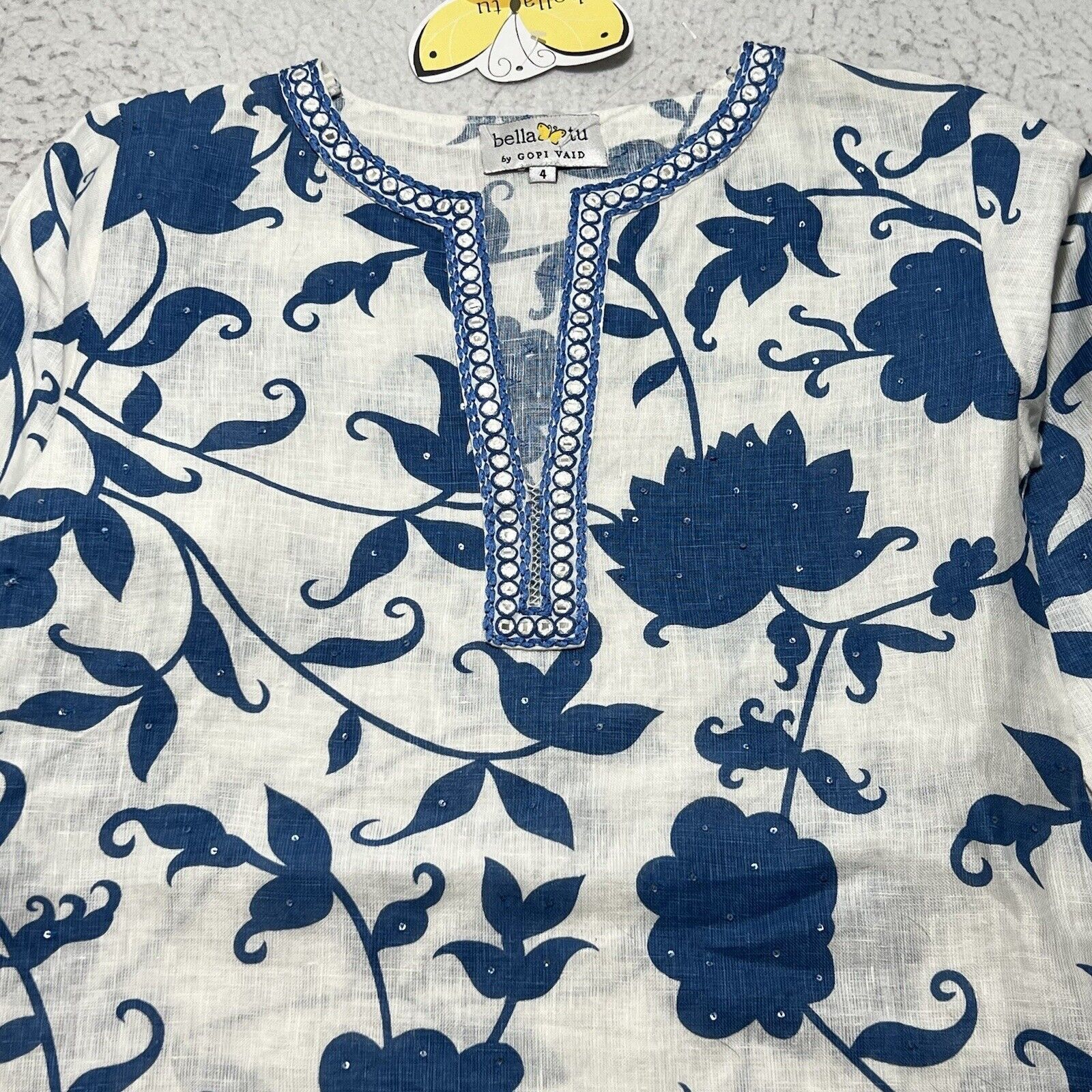 Other Bella Tu by Gopi Vaid Women's 4 Floral Rhinestone Blouse Size S / US 4 / IT 40 - 3 Thumbnail