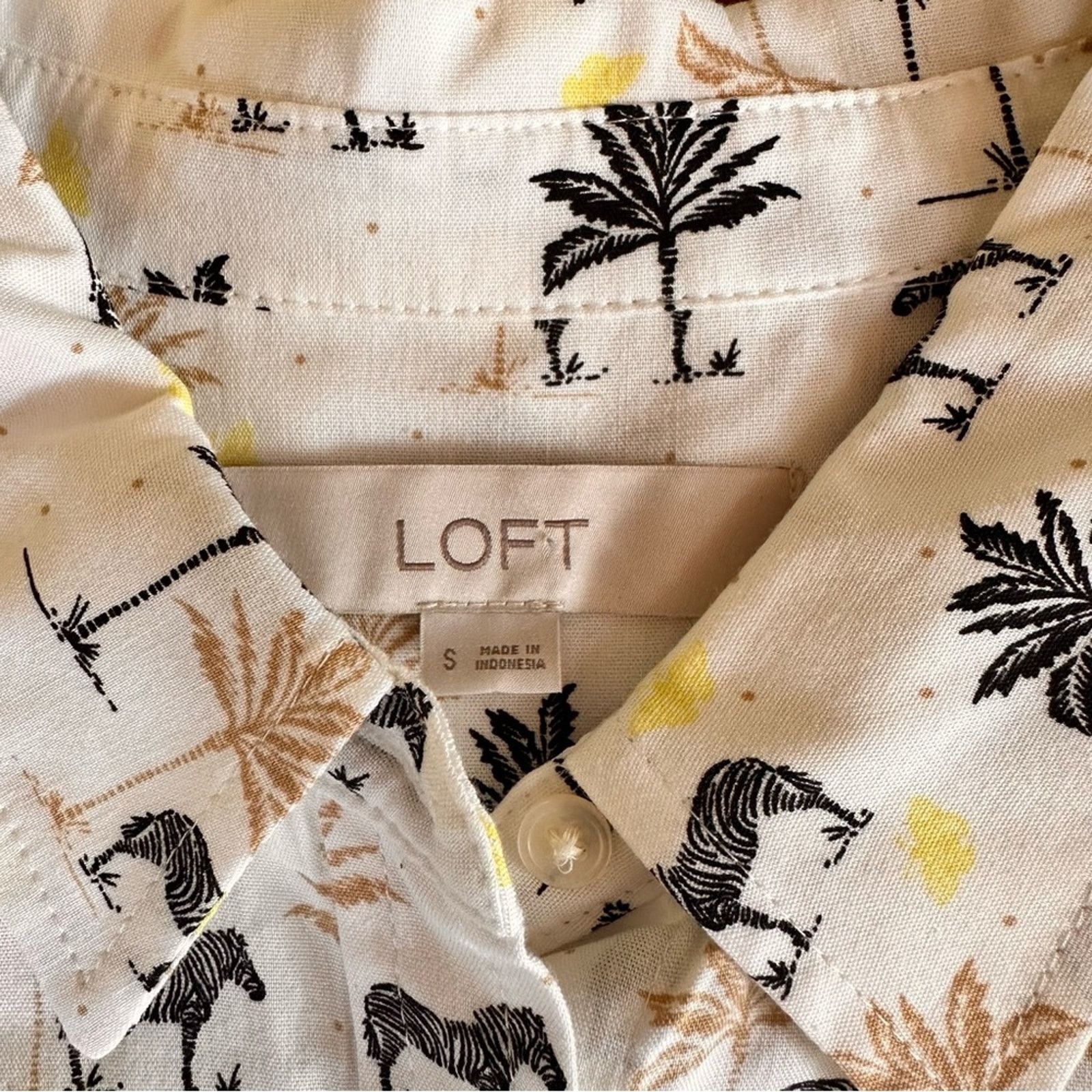 Loft Loft Zebra Print Button Down – White/Black – Size S – EUC Size S / US 4 / IT 40 - 9 Thumbnail