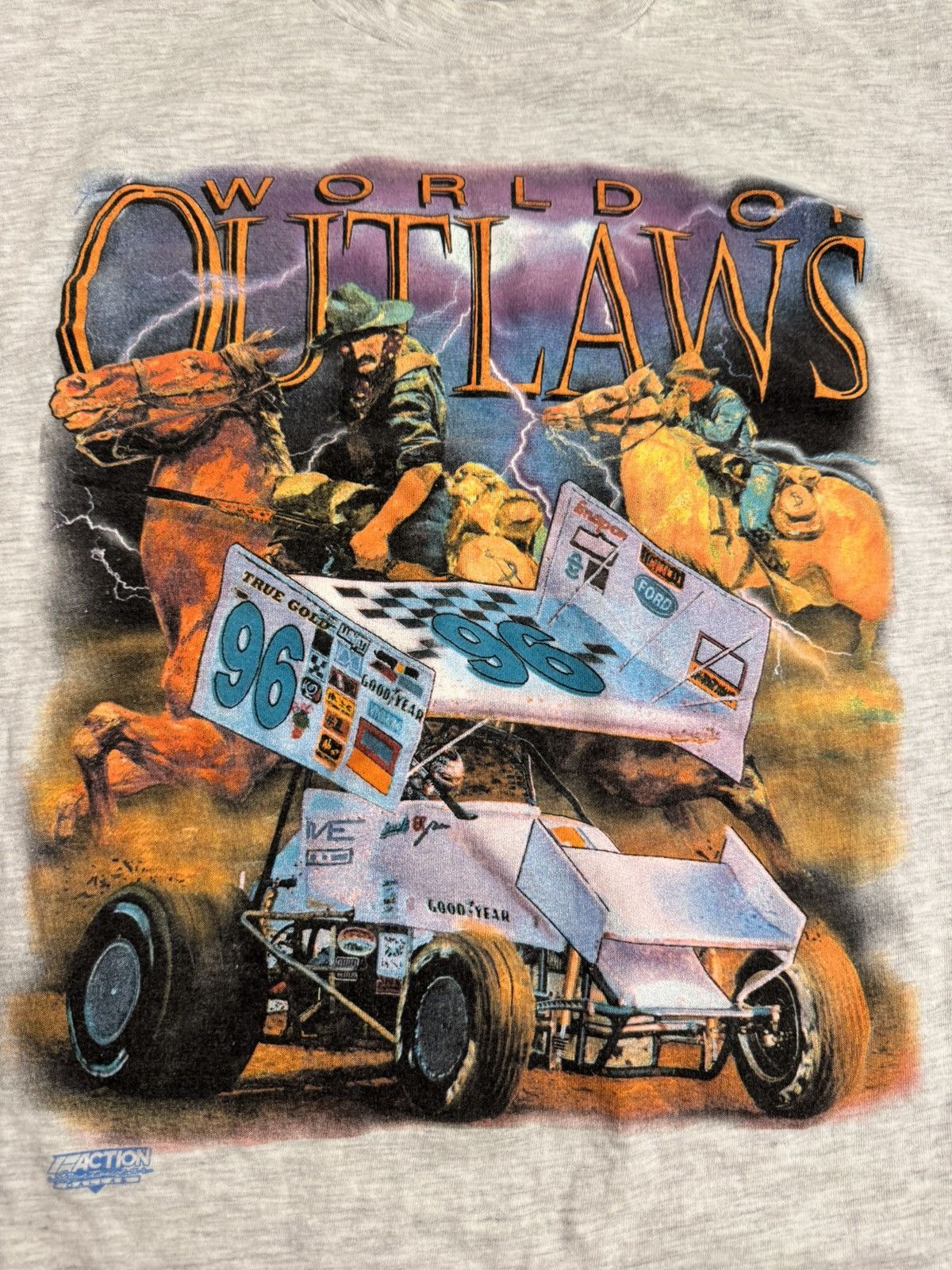 NASCAR 🔥1996 Vintage World of Outlaws Racing Printed T shirt Size US XL / EU 56 / 4 - 3 Thumbnail