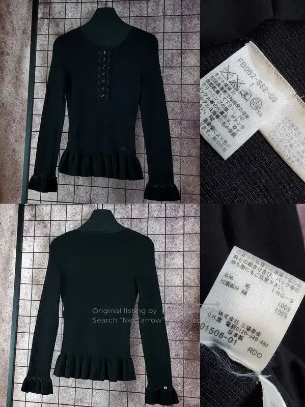 Burberry Burberry Black Wool Embroidered Long Sleeve Top. Size S / US 4 / IT 40 - 2 Thumbnail