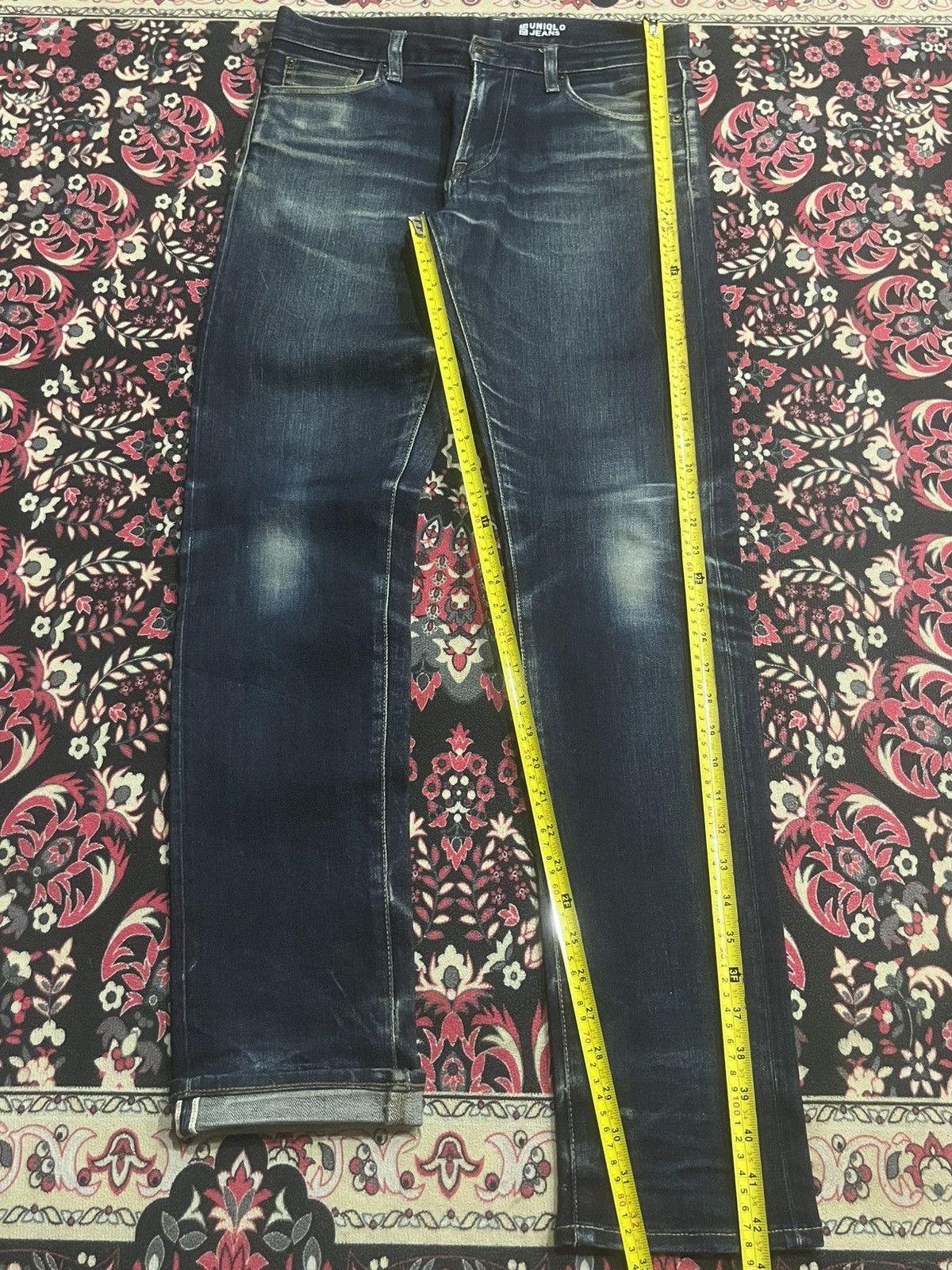 Undercover × Uniqlo Uniqlo Dark Blue Faded Washed Slim Straight Selvedge Jeans Size US 30 / EU 46 - 10 Thumbnail