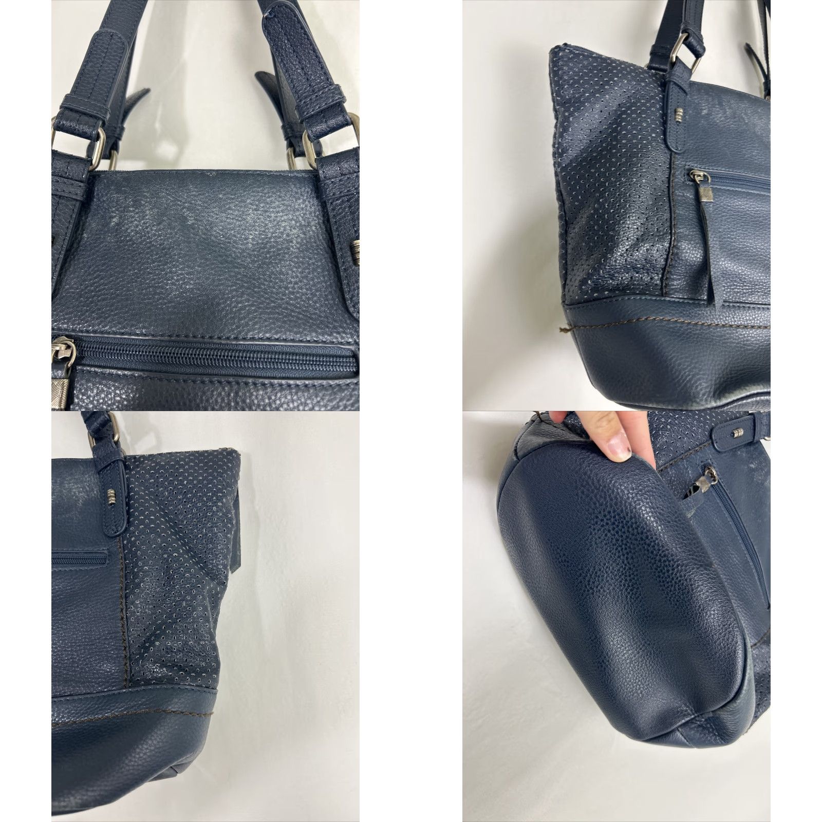 The Sak VINTAGE The Sak Leather Shoulder Bag Blue 15x11x7.5 Eye-lit Womens Shoulder Bag 15x11x7.5 Blue Eye-lit Leather The Sak Women Size ONE SIZE - 9 Thumbnail