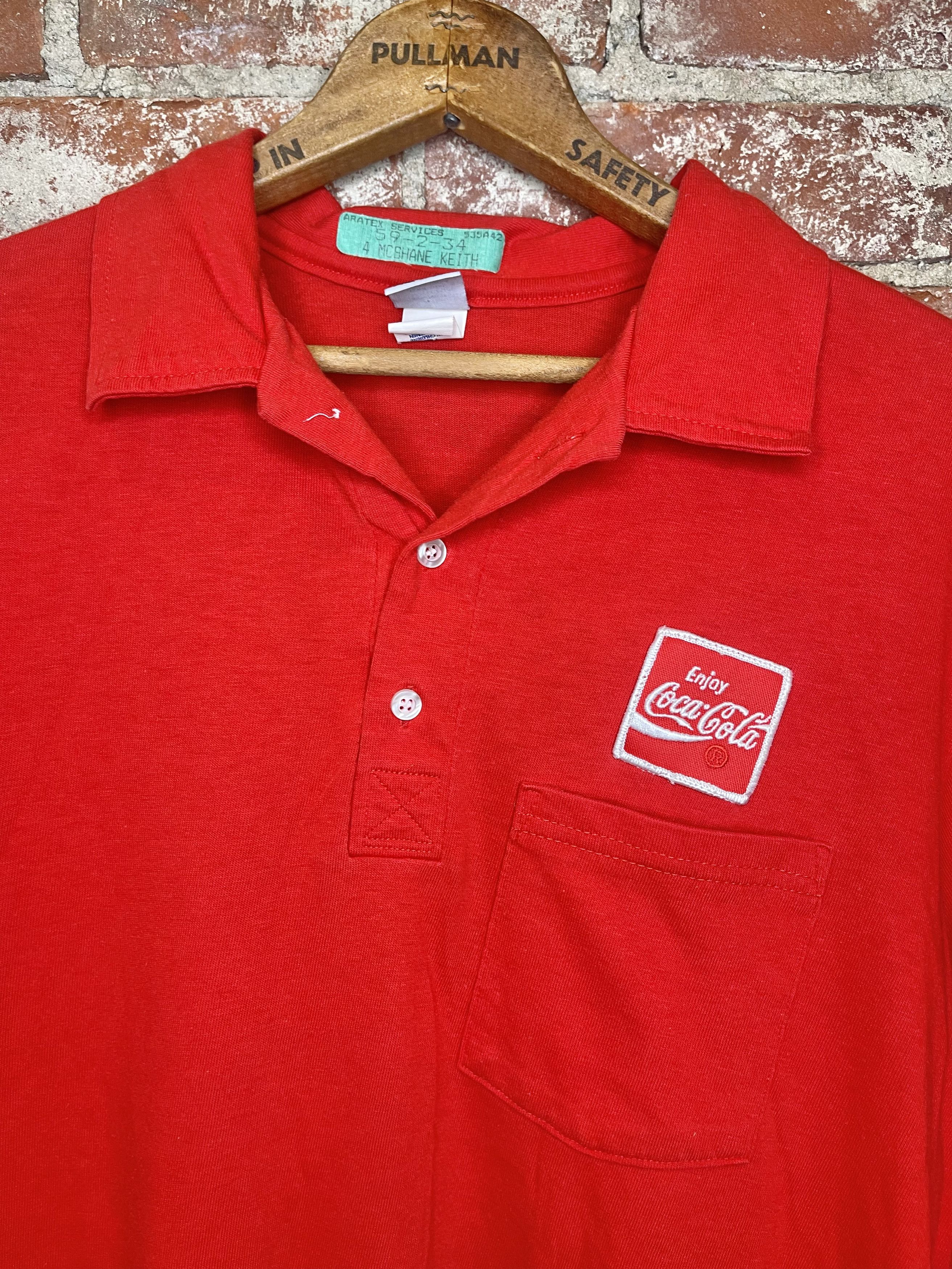 Coca Cola × Vintage Coca-Cola Vintage 80's Retro Polo Single Stitch Shirt Size US XL / EU 56 / 4 - 4 Thumbnail