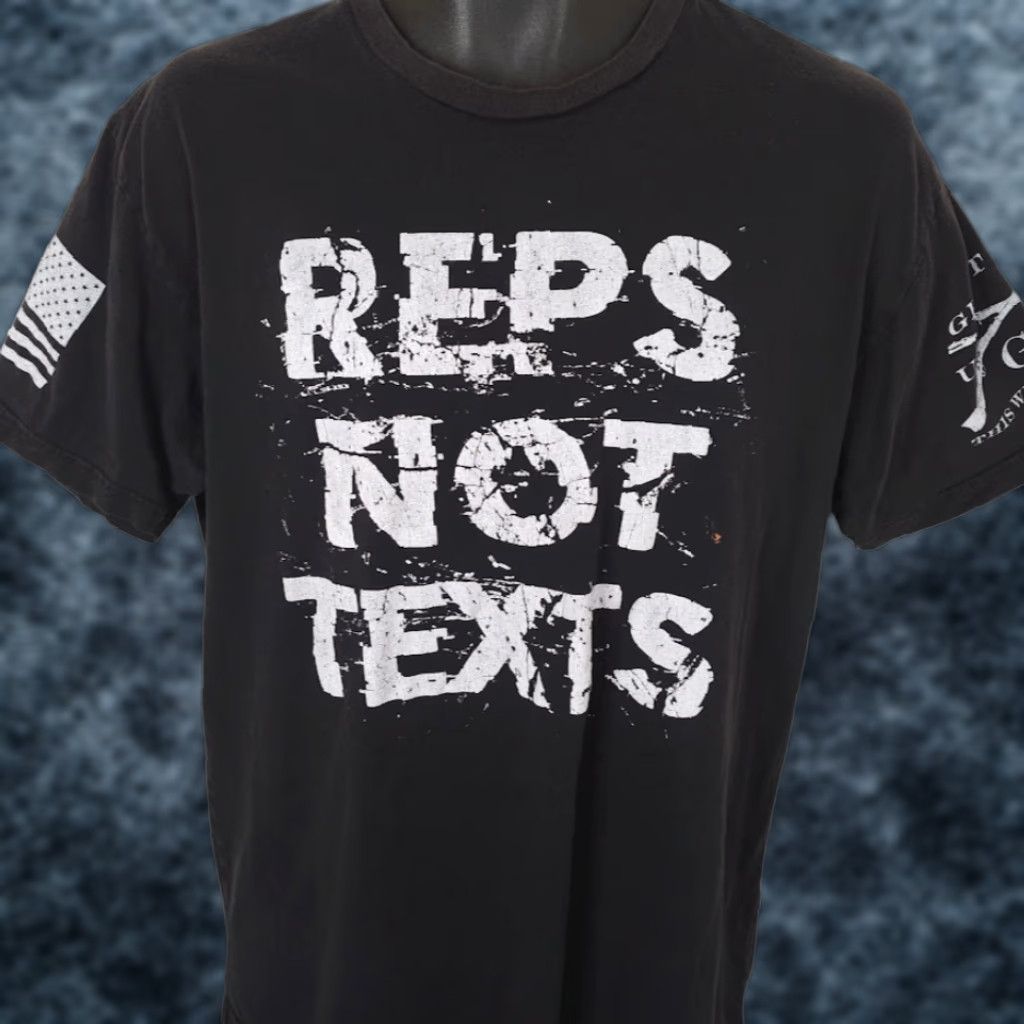 Vintage Grunt Style Workout T Shirt Mens Size Large Black Reps Not Texts Bodybuilding Gym Shirt Mens Large Black Grunt Style Size US L / EU 52-54 / 3 - 1 Thumbnail