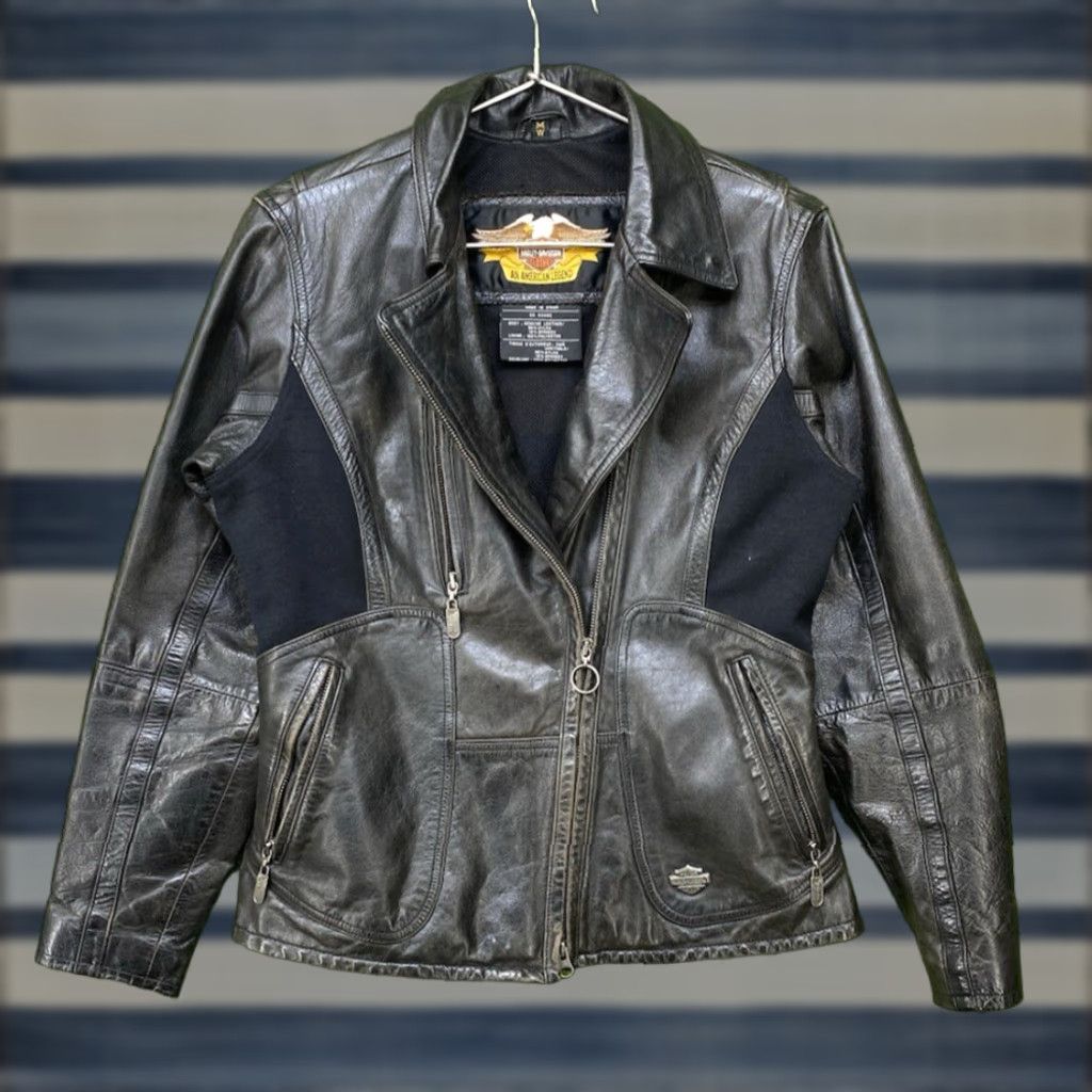 Harley Davidson Harley-Davidson Leather Jacket Women’s M Black Motorcycle Skull Wing Embroidered Logo Zipper Full Zip 90s Bohemian Streetwear Jacket Size M / US 6-8 / IT 42-44 - 1 Thumbnail