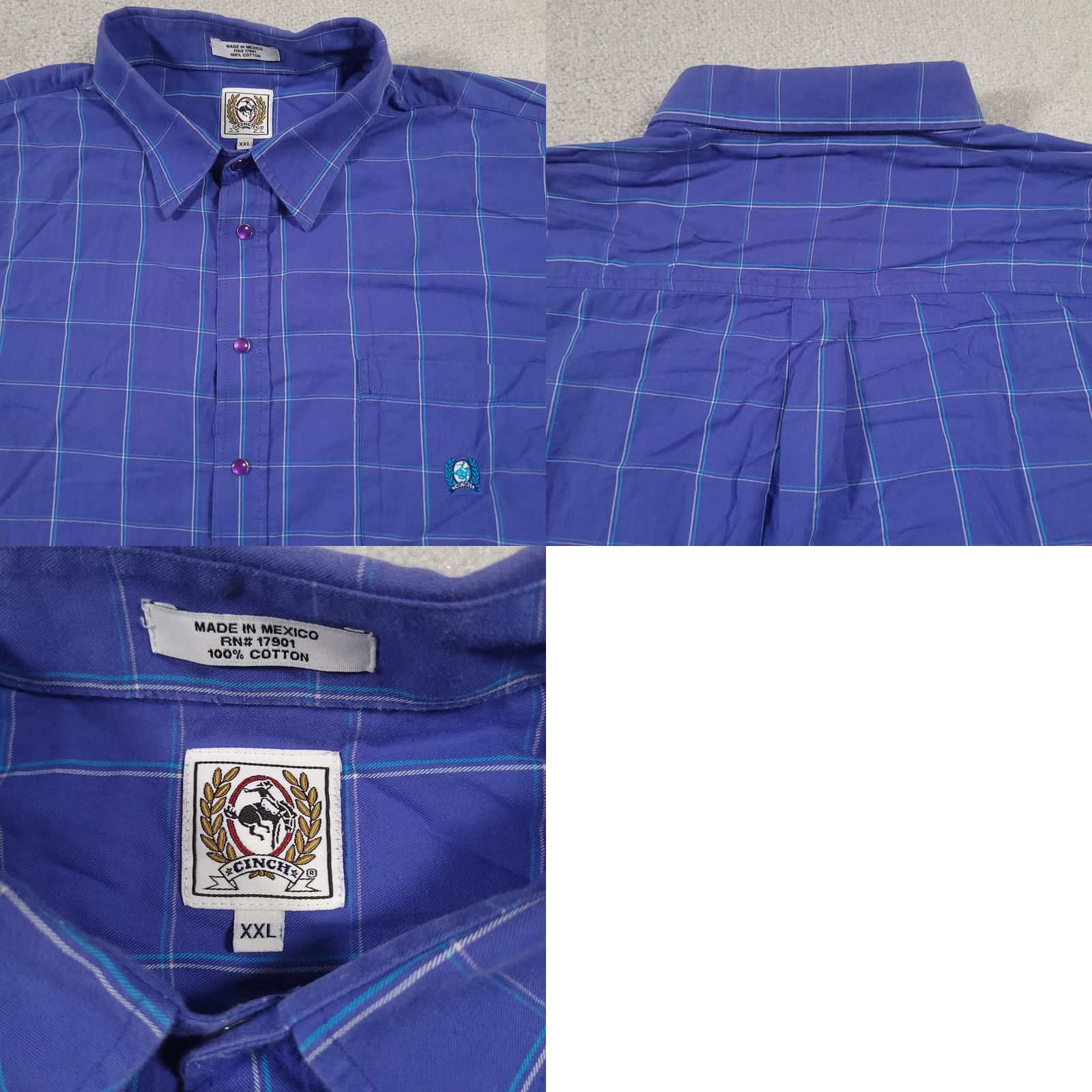 Vintage Cinch Shirt Mens 2XL Blue Pearl Snap Western Cowboy Ranch Rodeo Casual Shirt Size US XXL / EU 58 / 5 - 8 Thumbnail