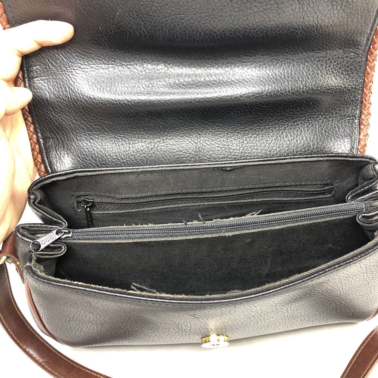 Other Vtg Carryland USA Leather Purse Black Brown Shoulder Bag Size ONE SIZE - 9 Thumbnail