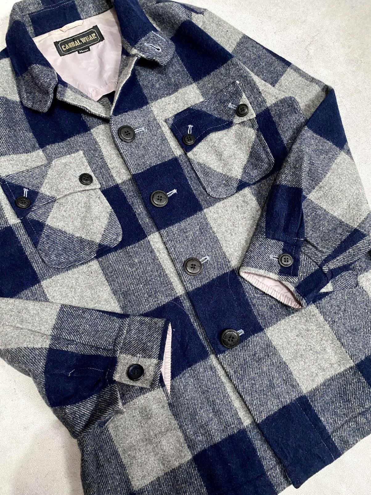 Japanese Brand Vintage Casual Wear Wool Blend Plaid Shirt Jacket Size US M / EU 48-50 / 2 - 6 Thumbnail