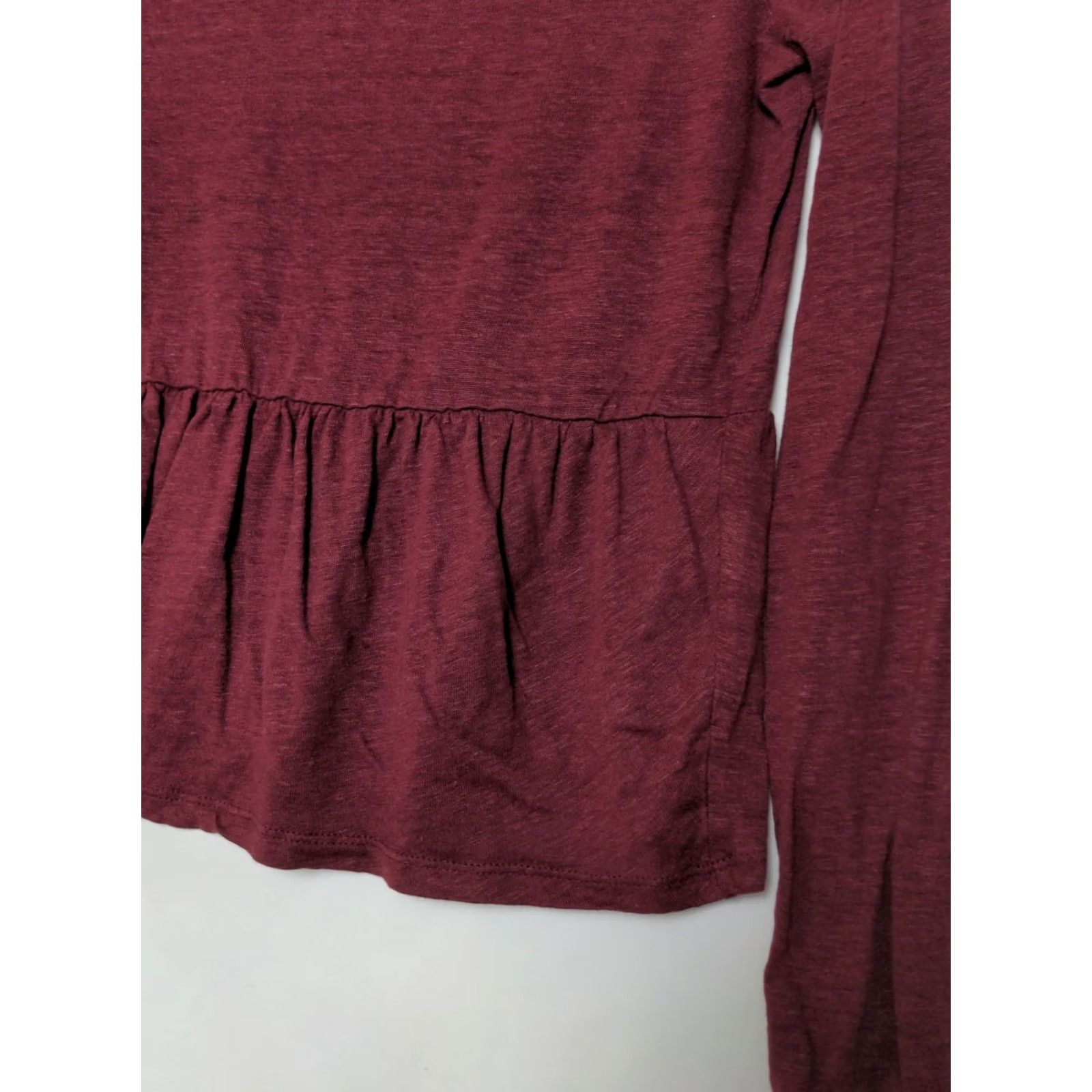 Madewell Madewell T-Shirt Women XS Red Linen Ruffle Long Sleeve Knit Top Casual Basic 100% Linen Shirt Mens? Size XS / US 0-2 / IT 36-38 - 5 Thumbnail