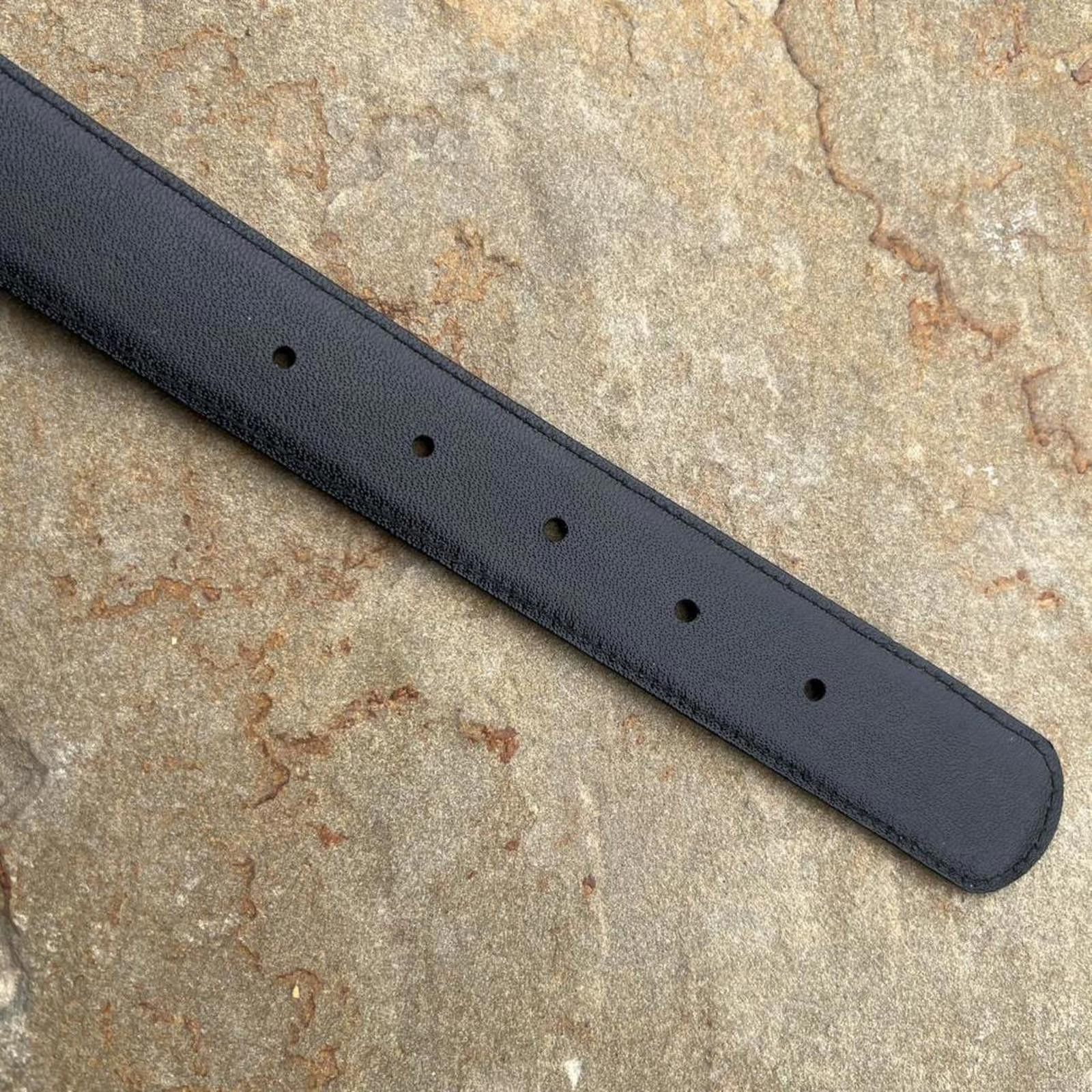 Pierre Cardin Vintage 90s Black Leather Reverse Buckle Belt Size ONE SIZE - 6 Thumbnail