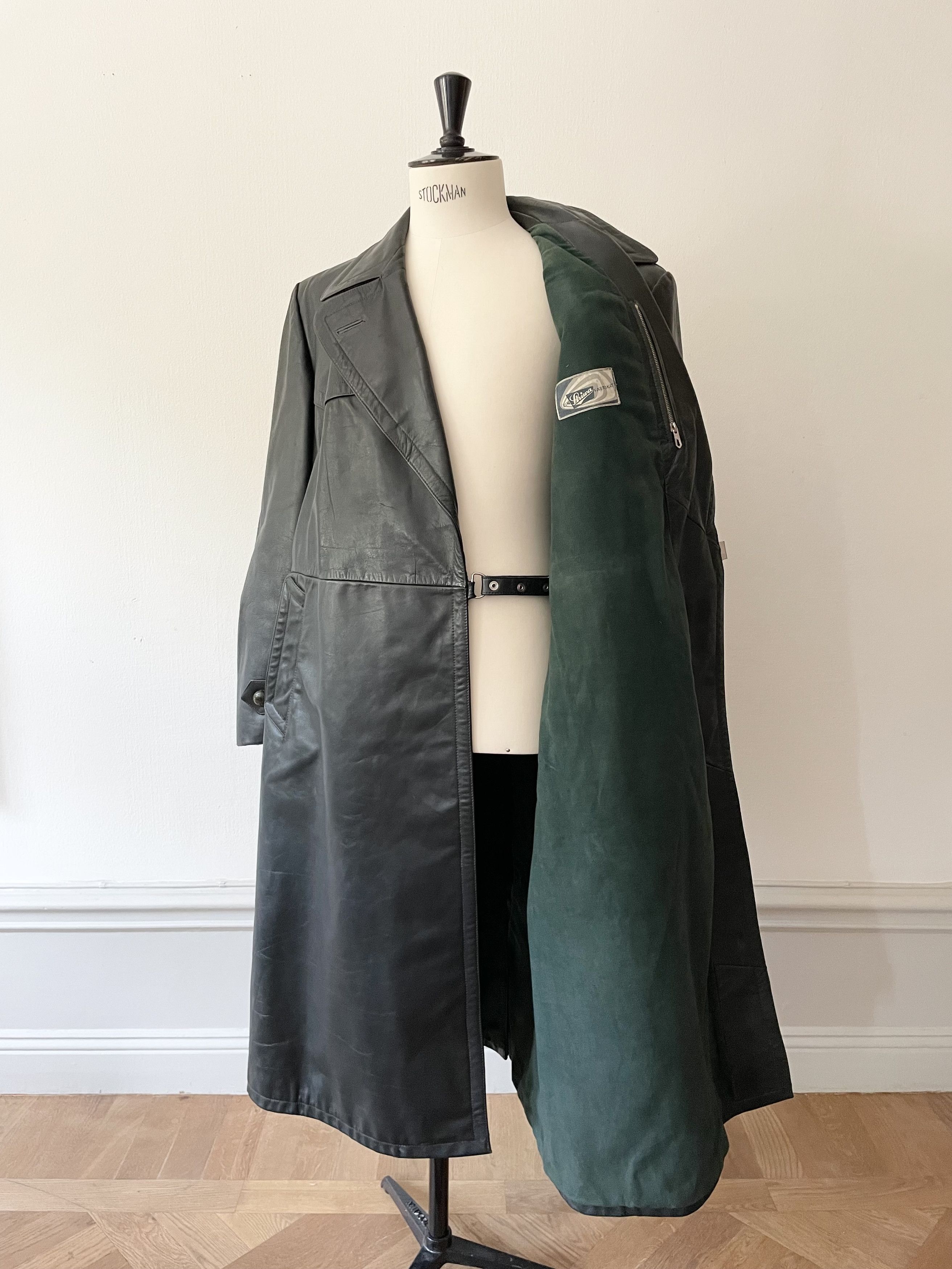 Vintage 1930's German Police Officer Leather Coat - Large Size US L / EU 52-54 / 3 - 6 Thumbnail
