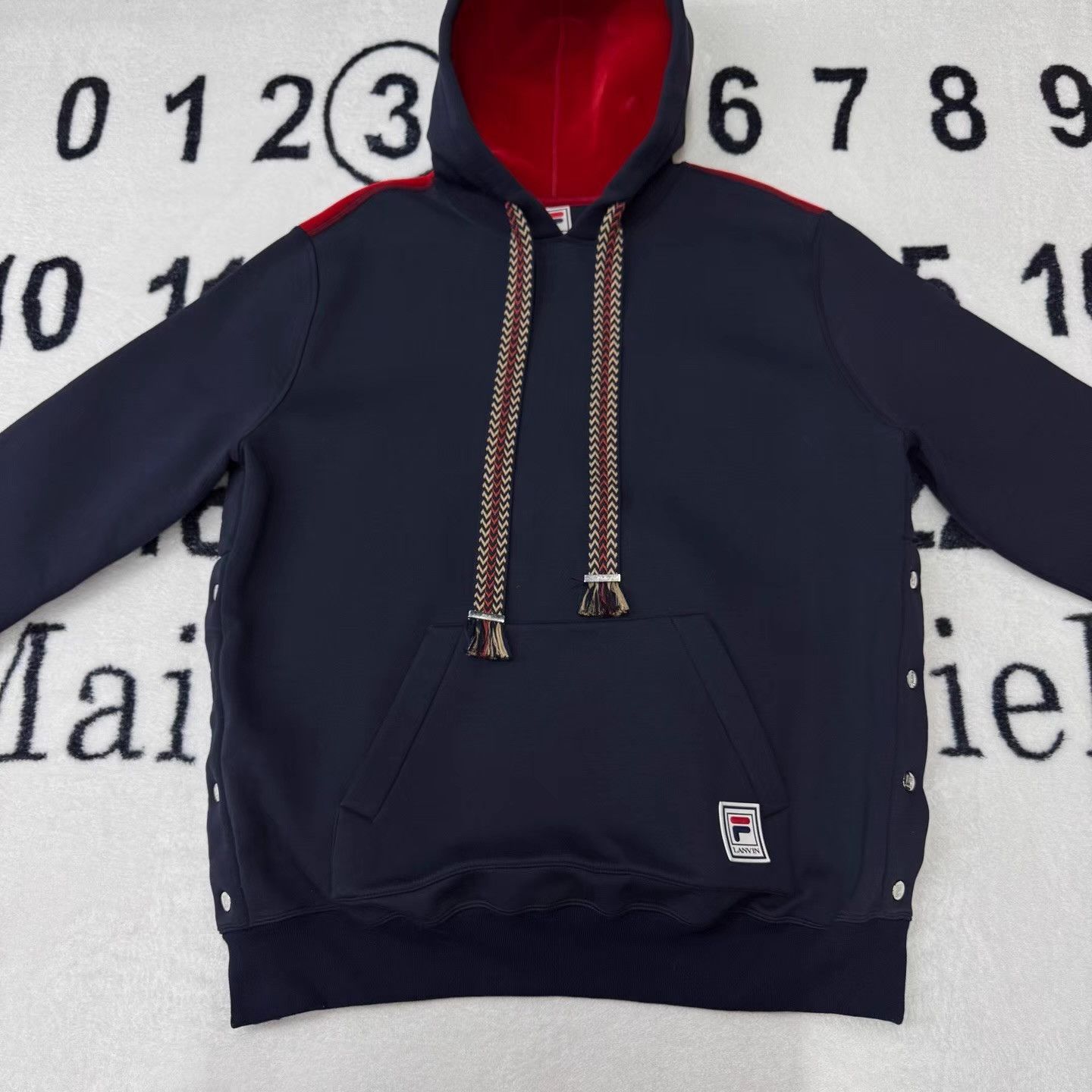Lanvin LANVIN x FILA Red & Blue Color Block Hoodie Q10 Size US L / EU 52-54 / 3 - 1 Thumbnail
