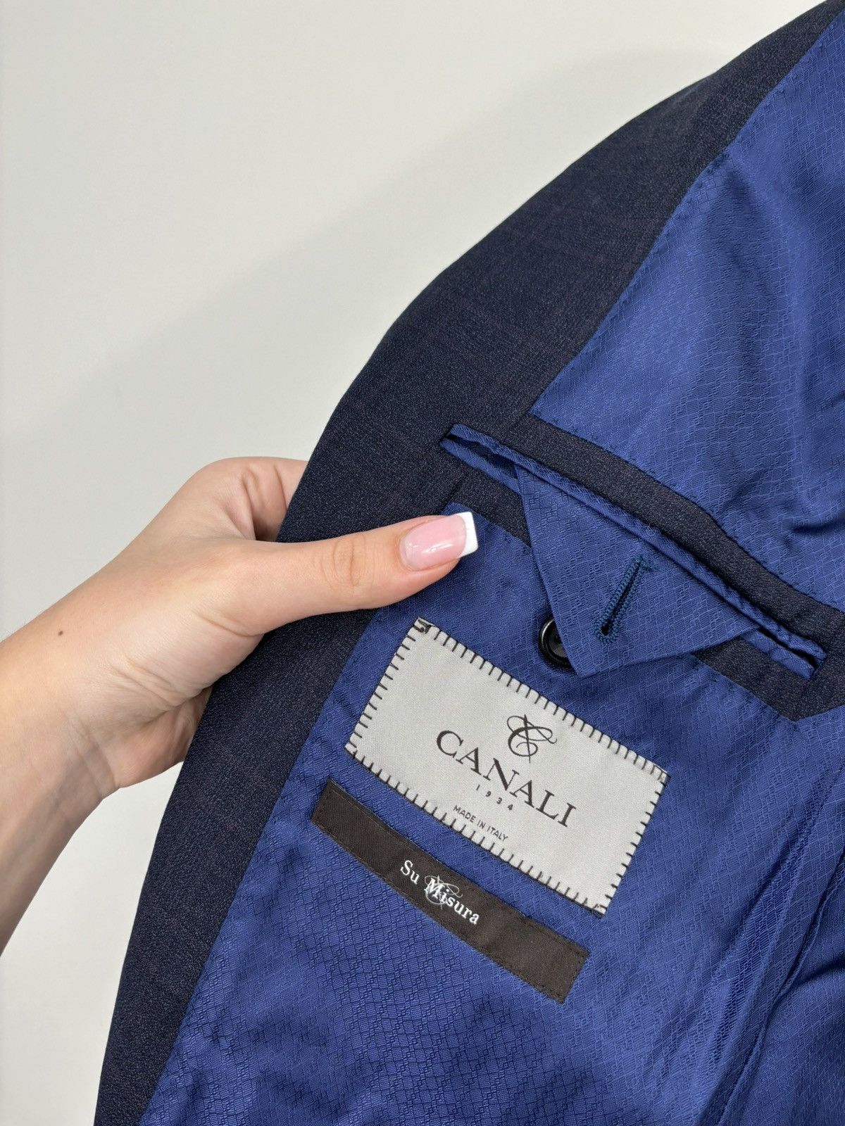 Canali Canali 1934 Su Misura Men’s Navy Blue Wool Blazer Jacket Size 40R - 13 Thumbnail