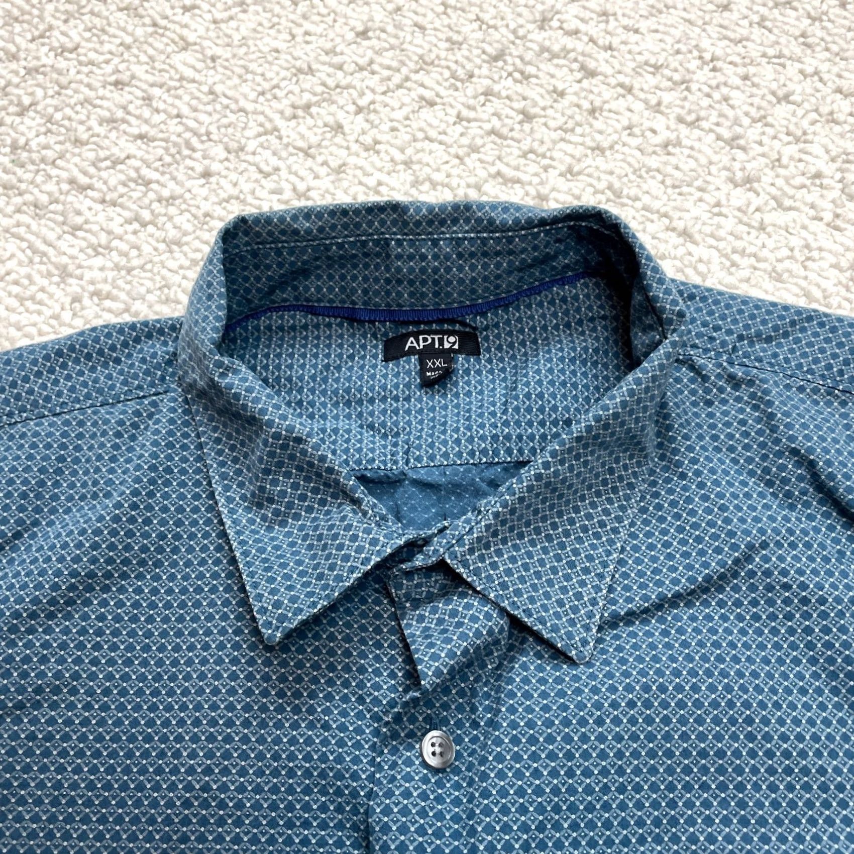 Apt. 9 Apt. 9 Button-Down Shirt Mens 2XL 54 Blue Diamond Long Sleeve Cotton Collared Size US XXL / EU 58 / 5 - 5 Thumbnail