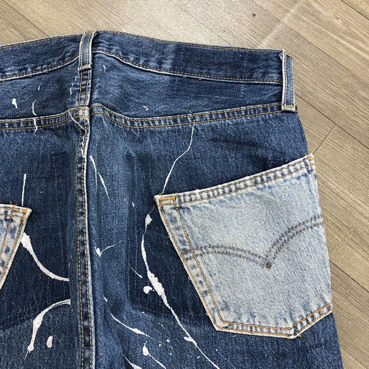 Levi's 90s Vintage Levis 501 USA Rework Painted Custom Blue Jeans Size US 34 / EU 50 - 20 Thumbnail