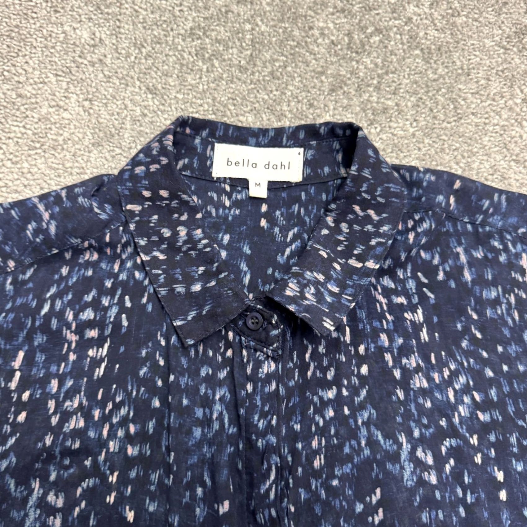 Bella Dahl Bella Dahl Button-Up Shirt Blouse Womens M Navy Blue Paisley Print Long Sleeve Regular Fit Cotton Size M / US 6-8 / IT 42-44 - 3 Thumbnail