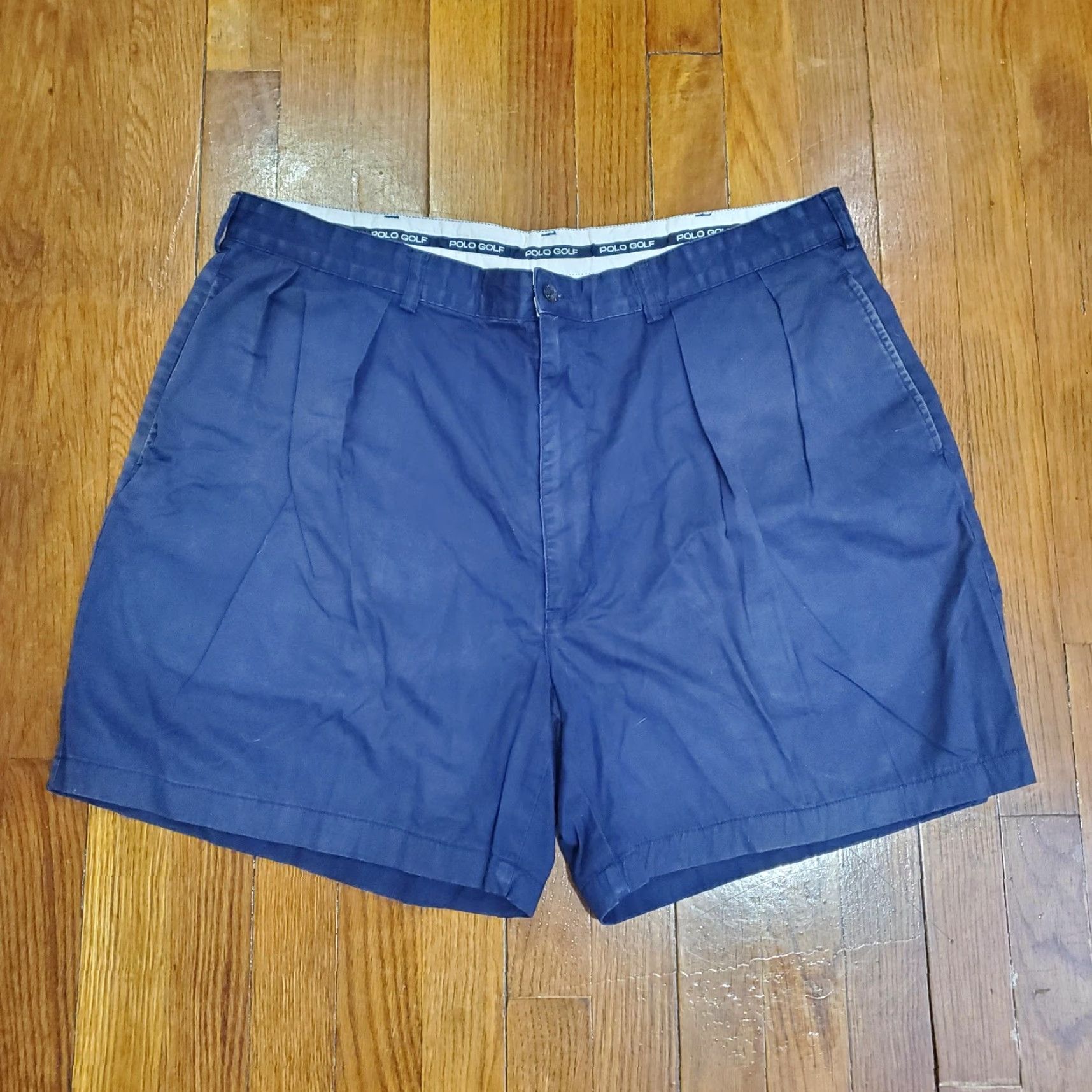 Vintage Polo Golf Shorts Mens 40 Blue Pleated Chino Classic Golf Short 7 Inseam Size US L / EU 52-54 / 3 - 4 Thumbnail