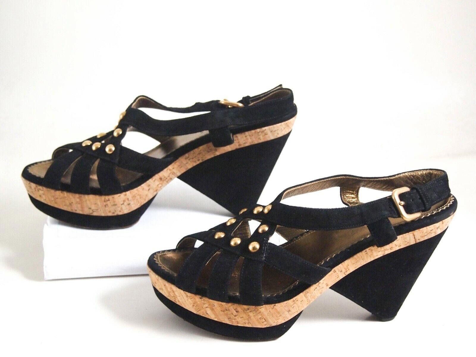 Prada Prada Plateau Sandals Black Suede Studded US 9 EU 39 $720 Size US 9 / IT 39 - 4 Thumbnail